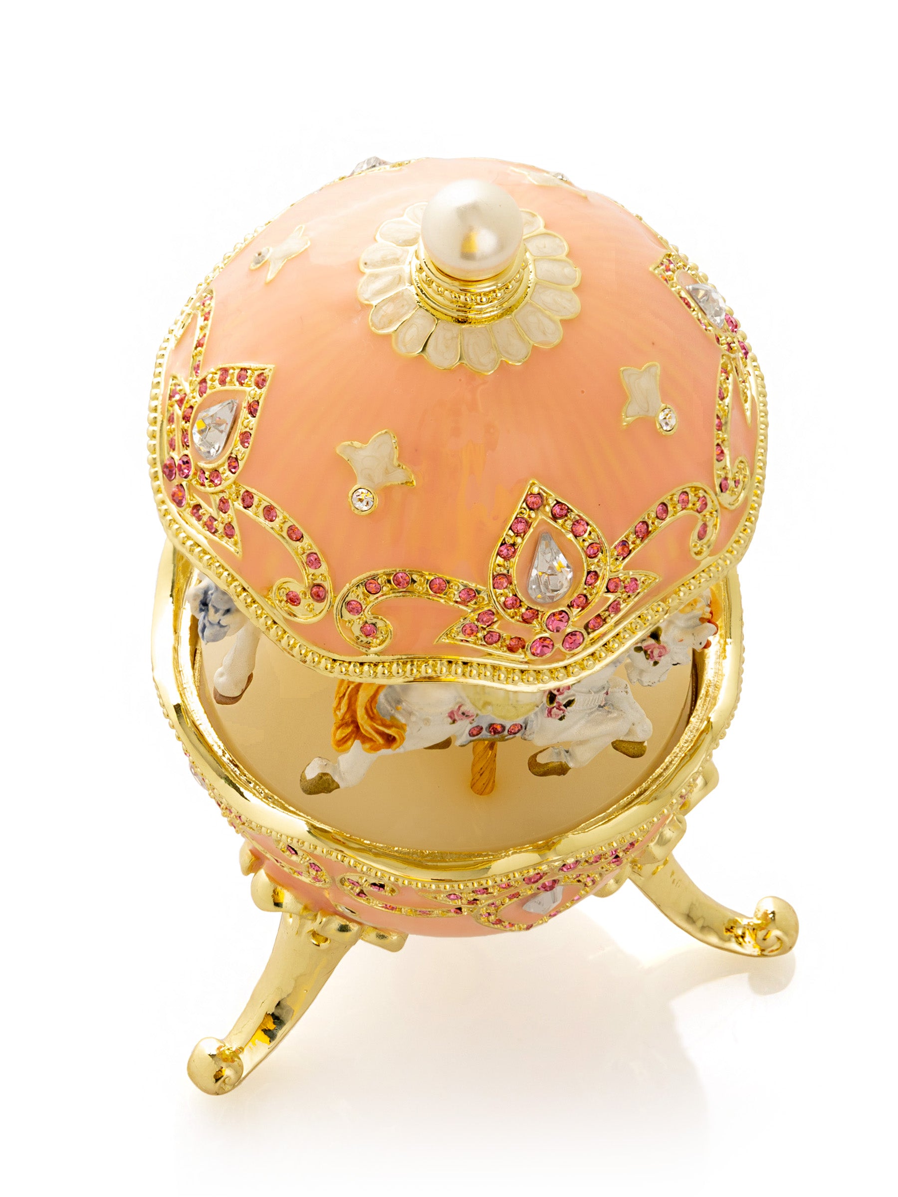 Keren Kopal Pink Faberge Egg with Horse Carousel