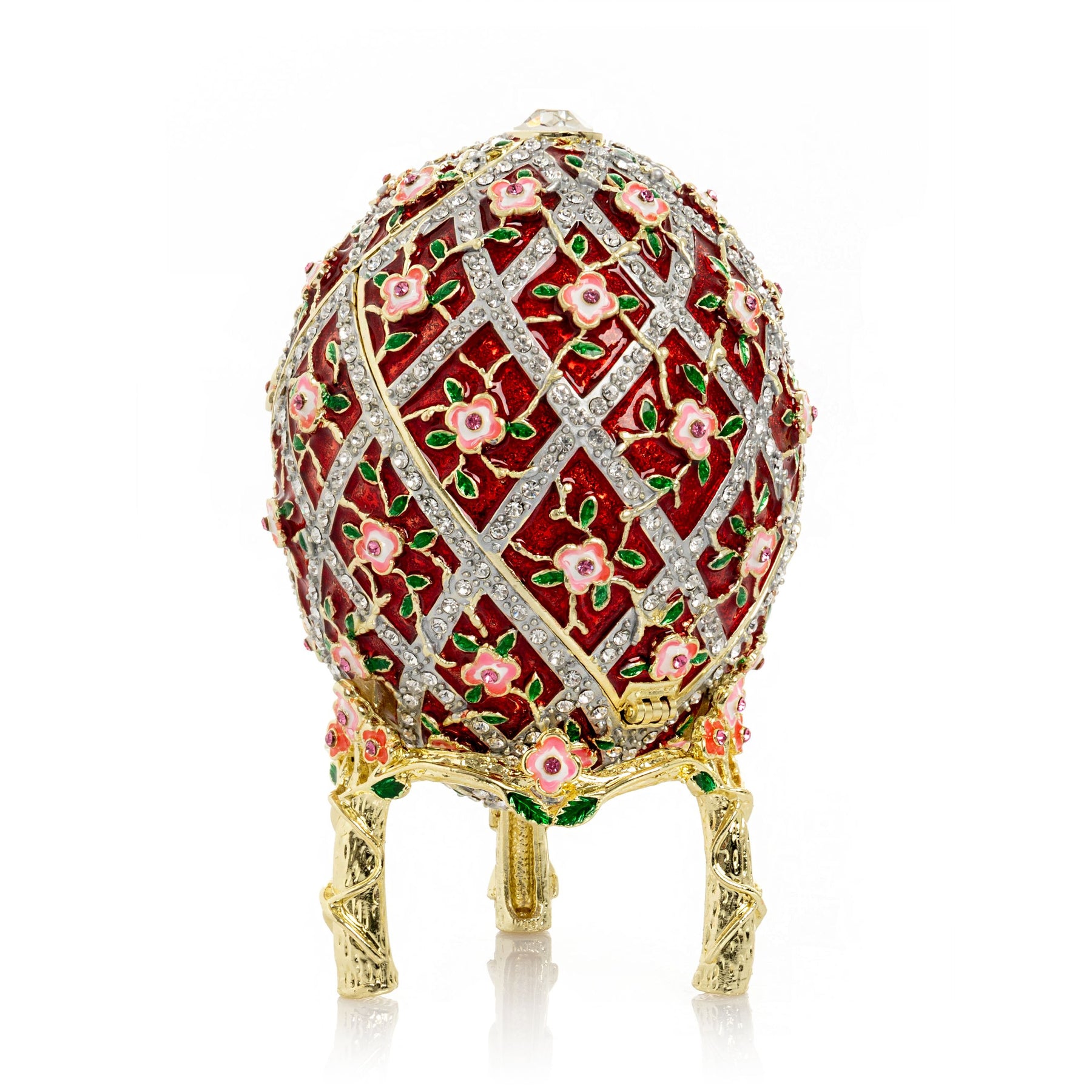 Keren Kopal Red Roses Faberge Egg With a Surprise Colorful Ball Inside