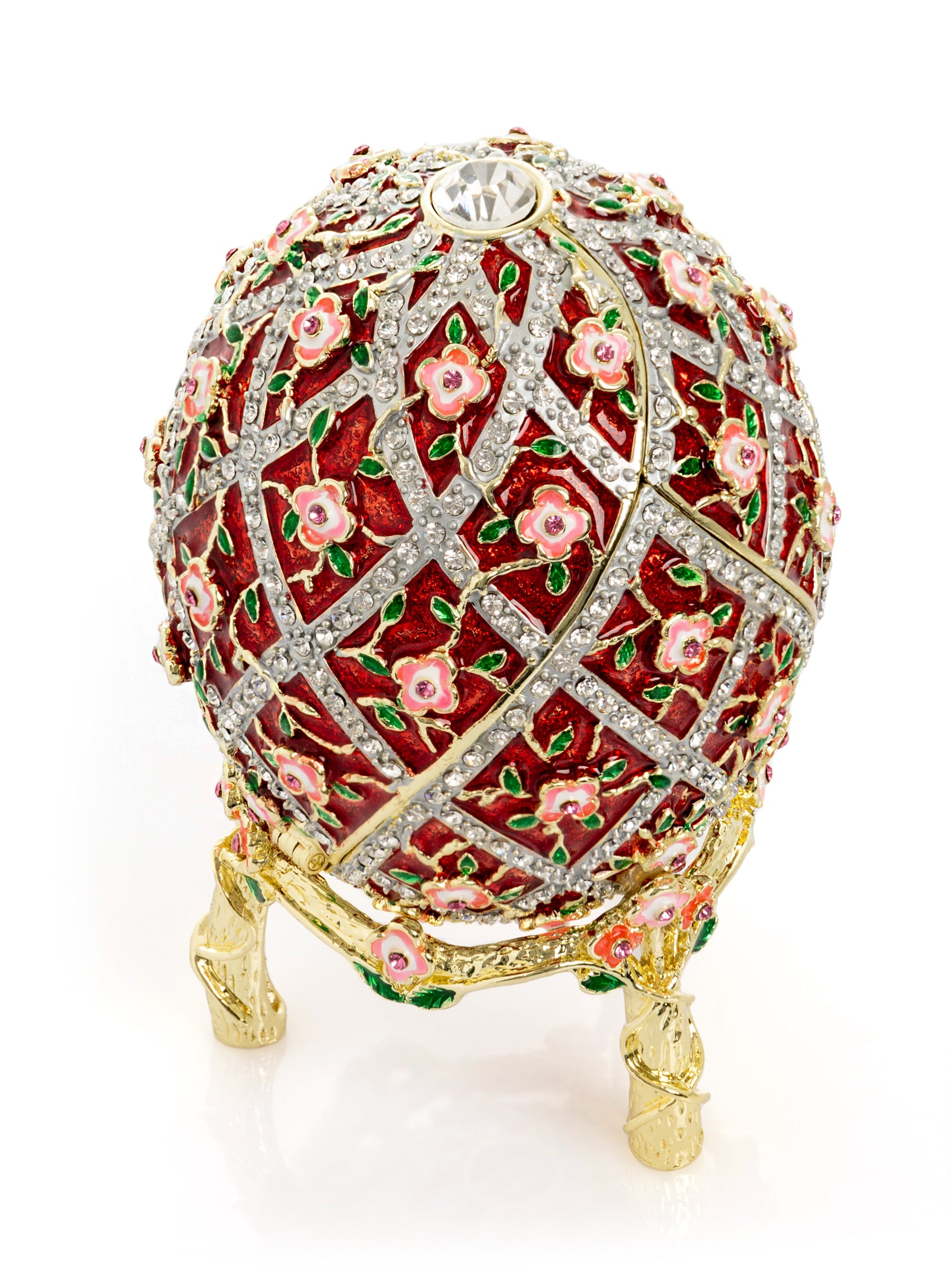 Keren Kopal Red Roses Faberge Egg With a Surprise Colorful Ball Inside
