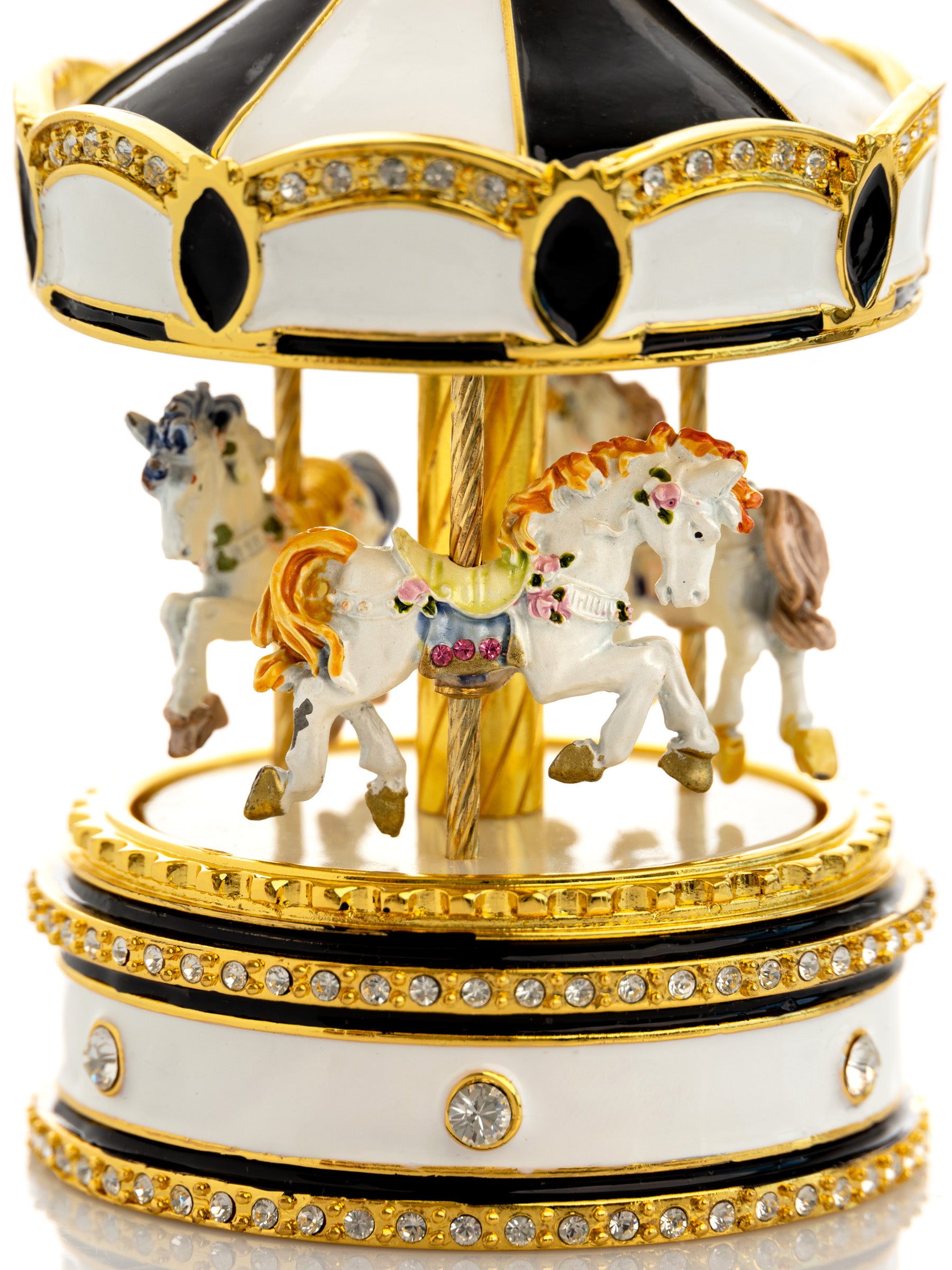 Keren Kopal Black Musical Carousel with Spinning Royal Horses