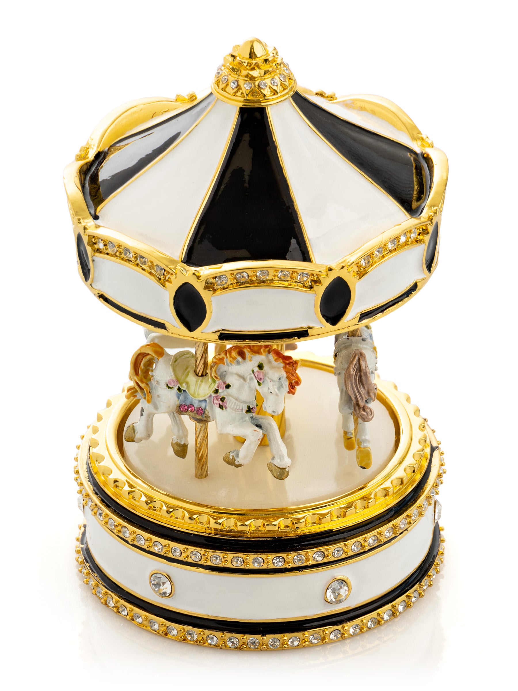 Keren Kopal Black Musical Carousel with Spinning Royal Horses