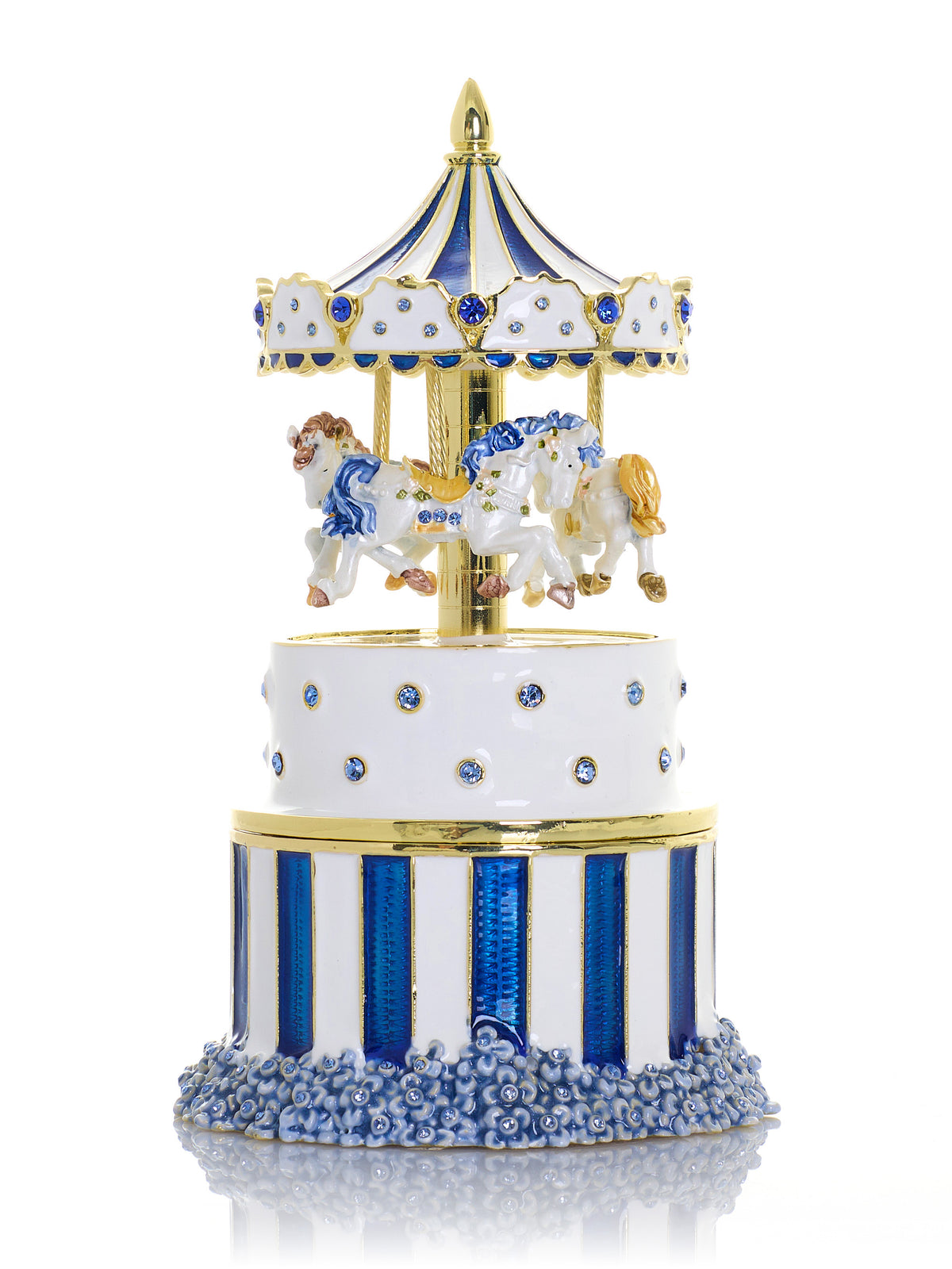 Keren Kopal Blue Wind up Horse Carousel & trinket Box Limited Edition 1-250