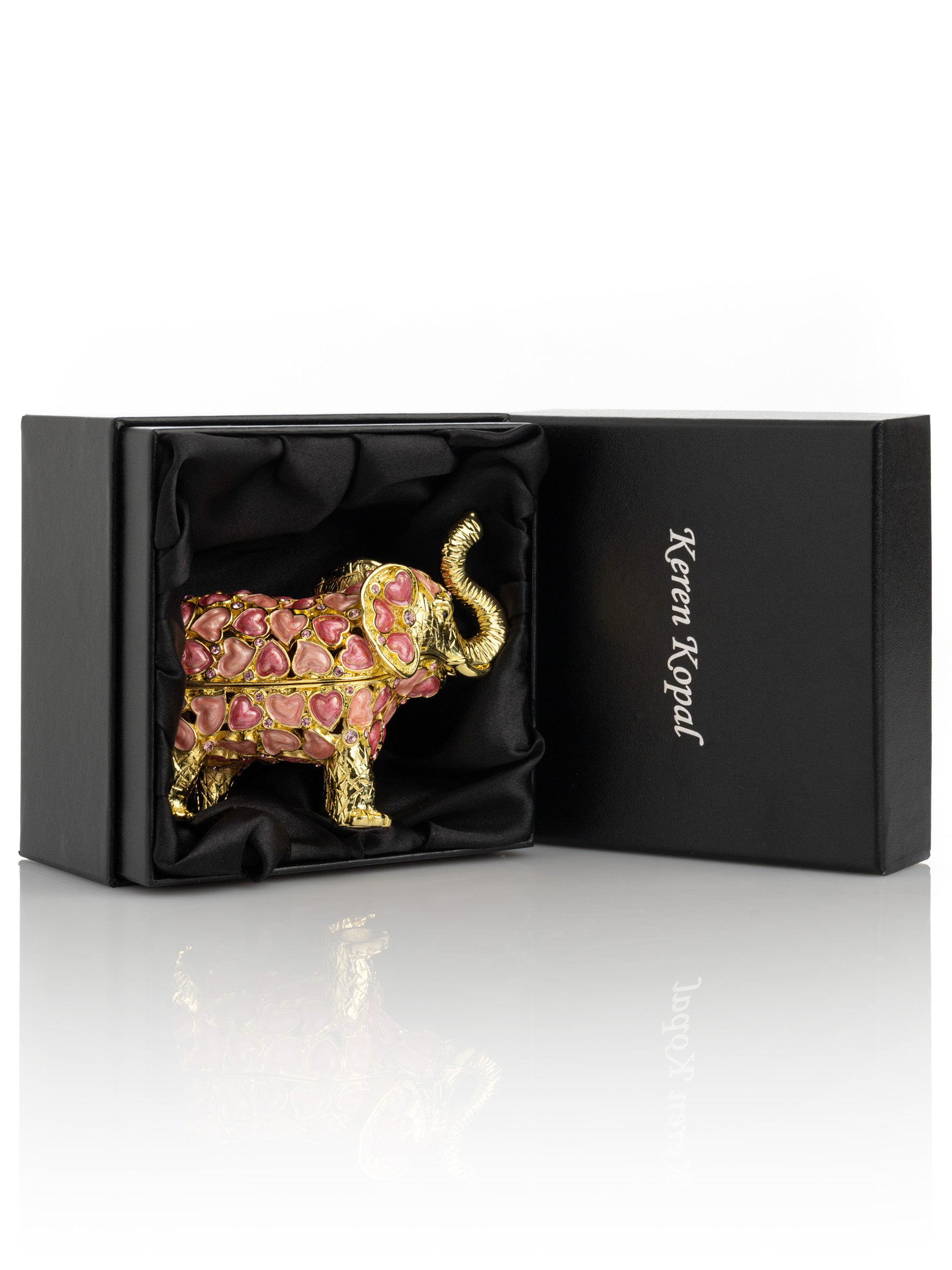 Keren Kopal Golden Elephant with Hearts decoration