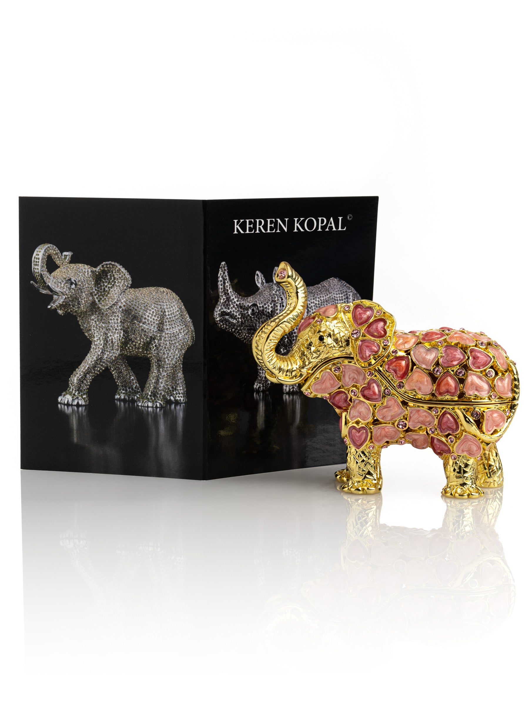 Keren Kopal Golden Elephant with Hearts decoration