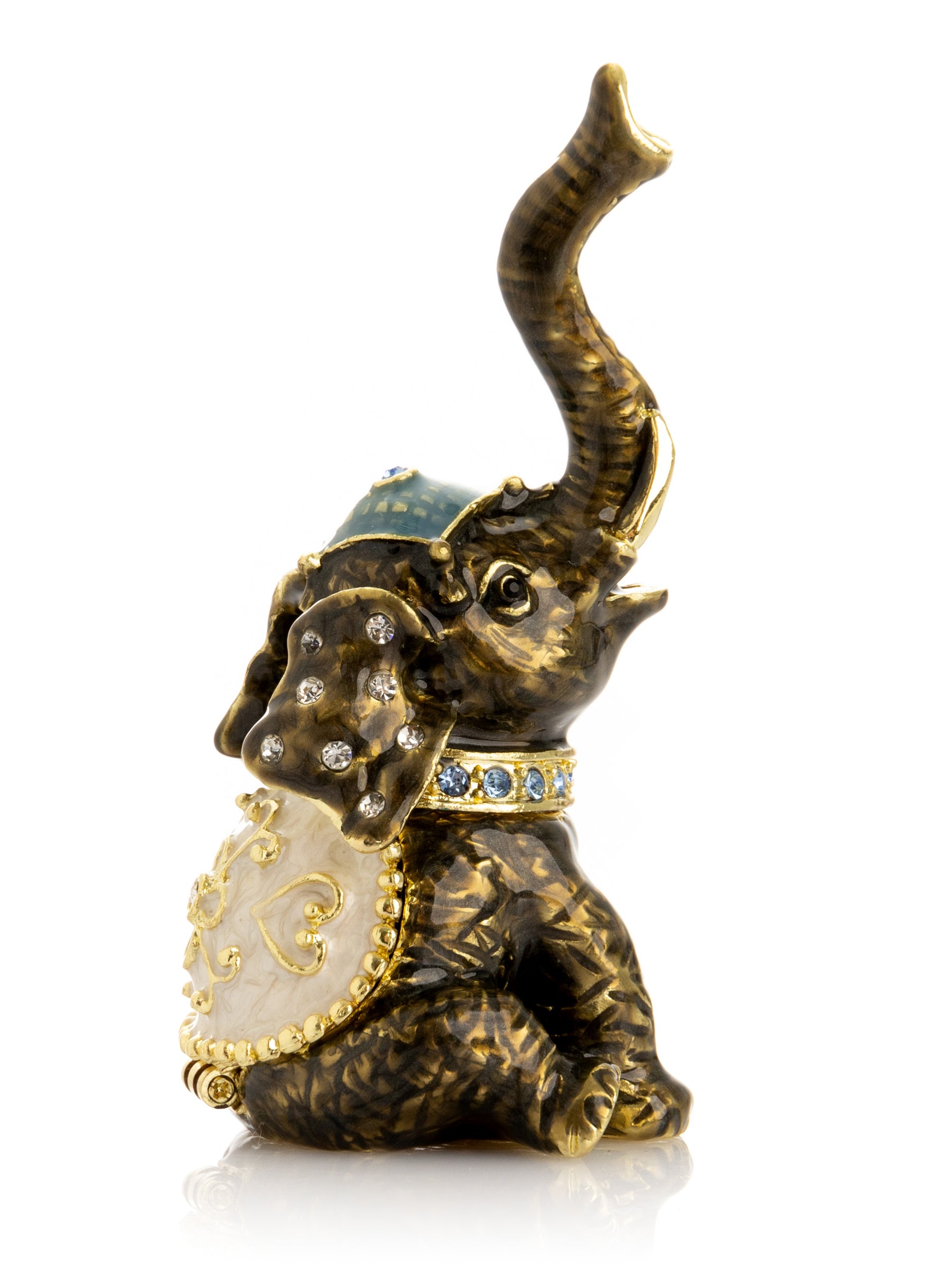 Keren Kopal Elephant Brown and Gold Trinket Box