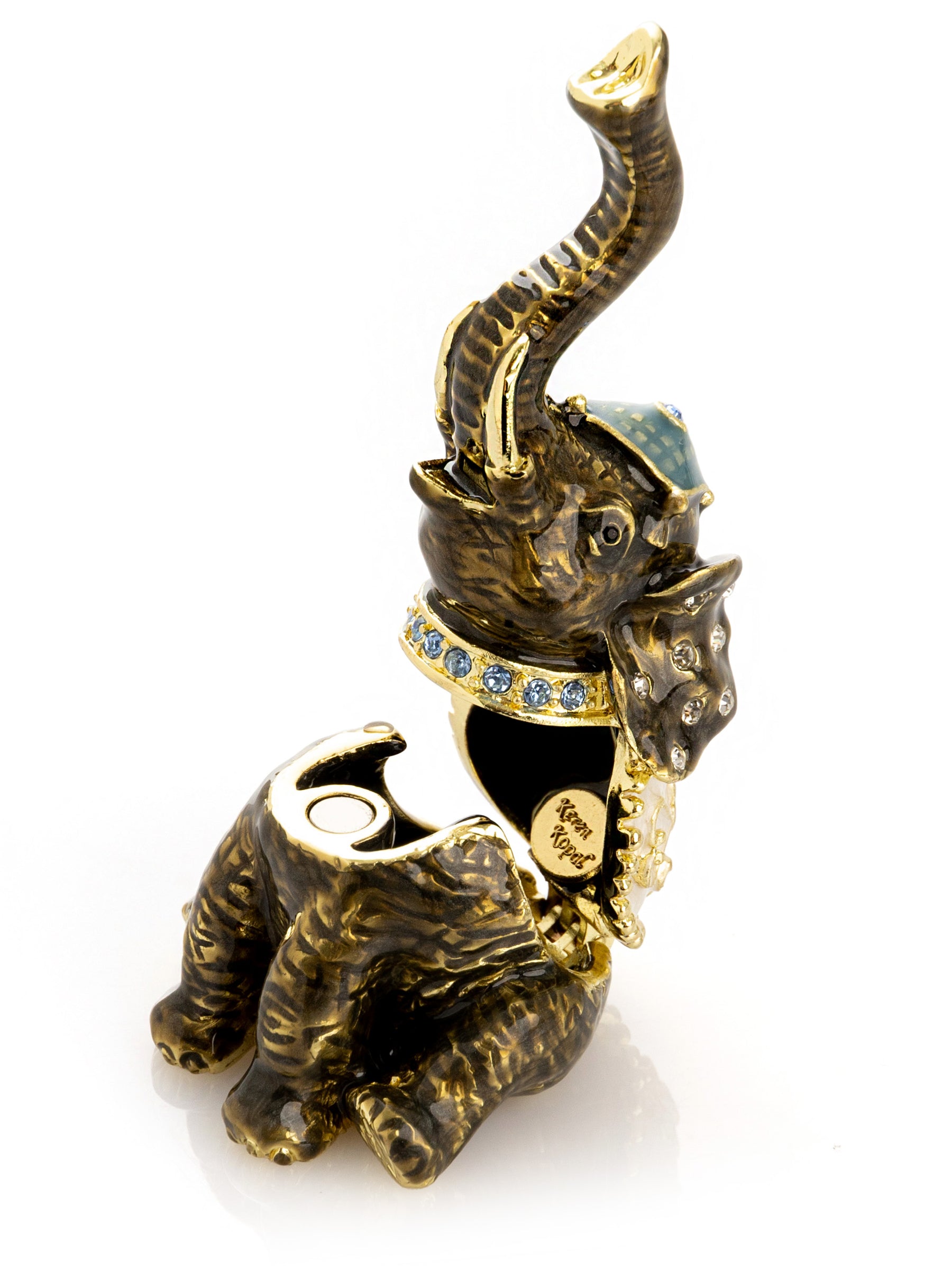 Keren Kopal Elephant Brown and Gold Trinket Box