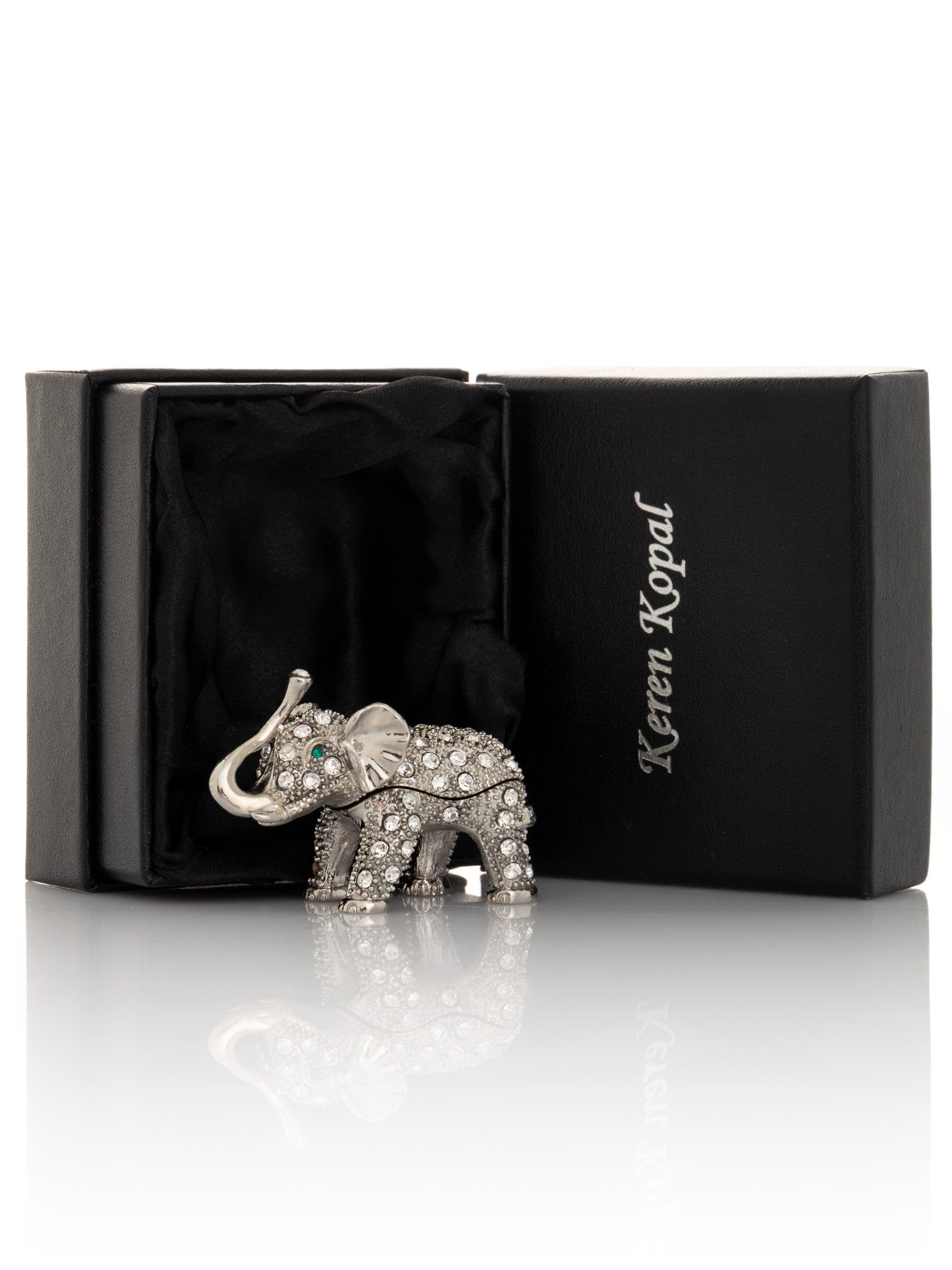 Keren Kopal Silver Elephant with Green Eyes