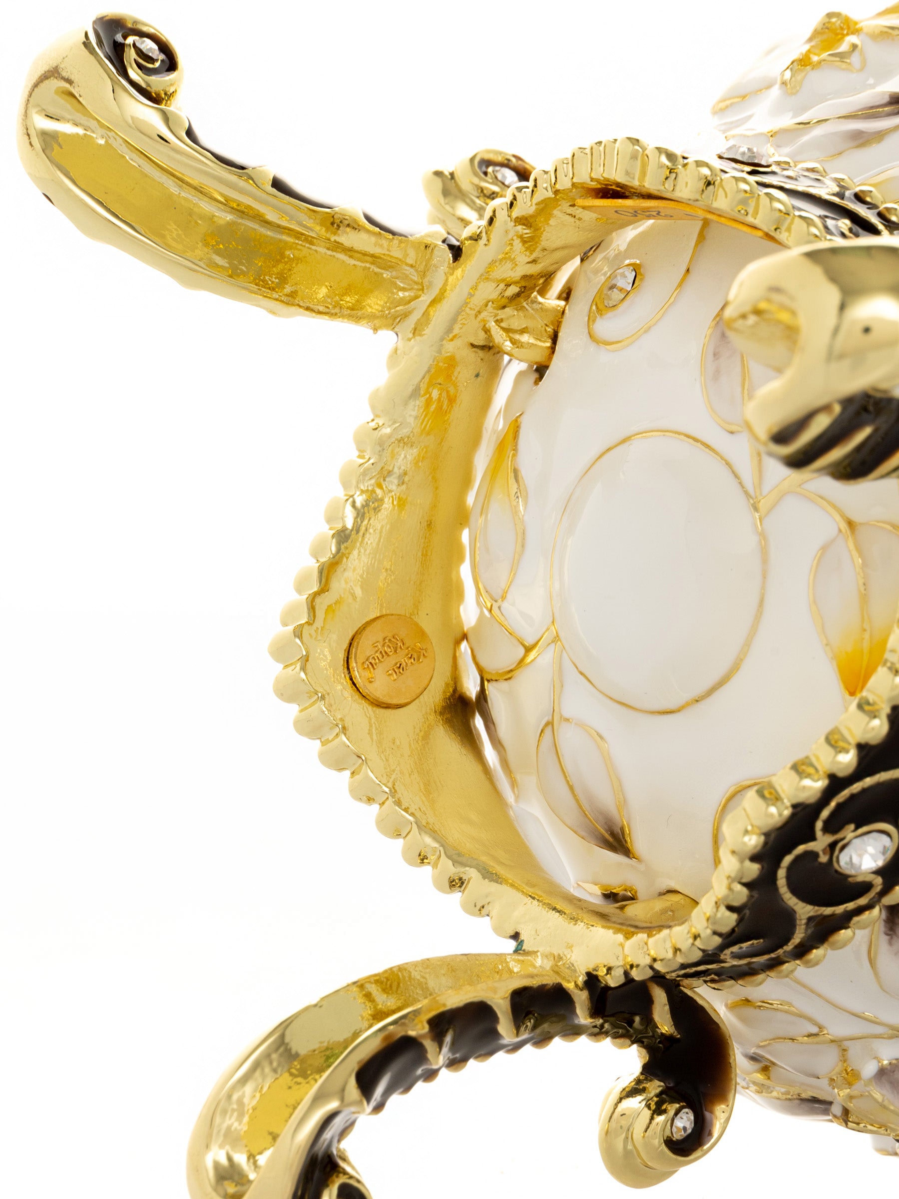 Keren Kopal White Faberge Egg with Bees and Flowers