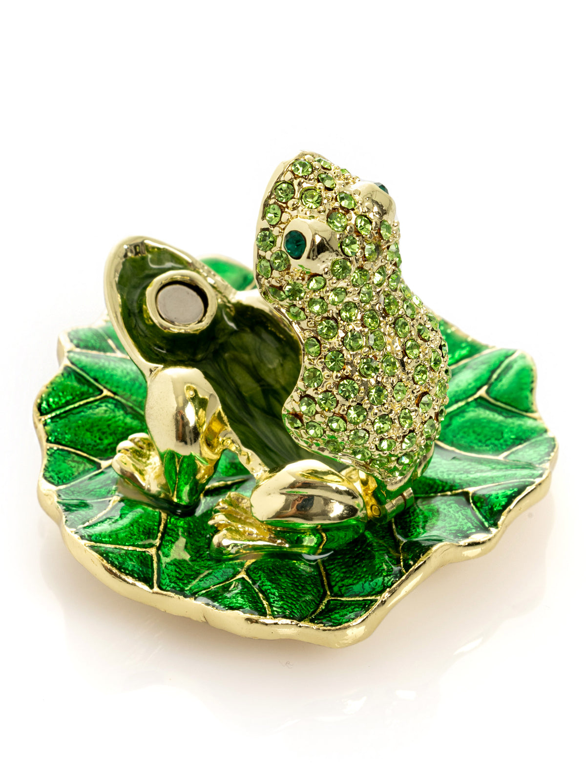 Keren Kopal Golden Frog on Green Leaf