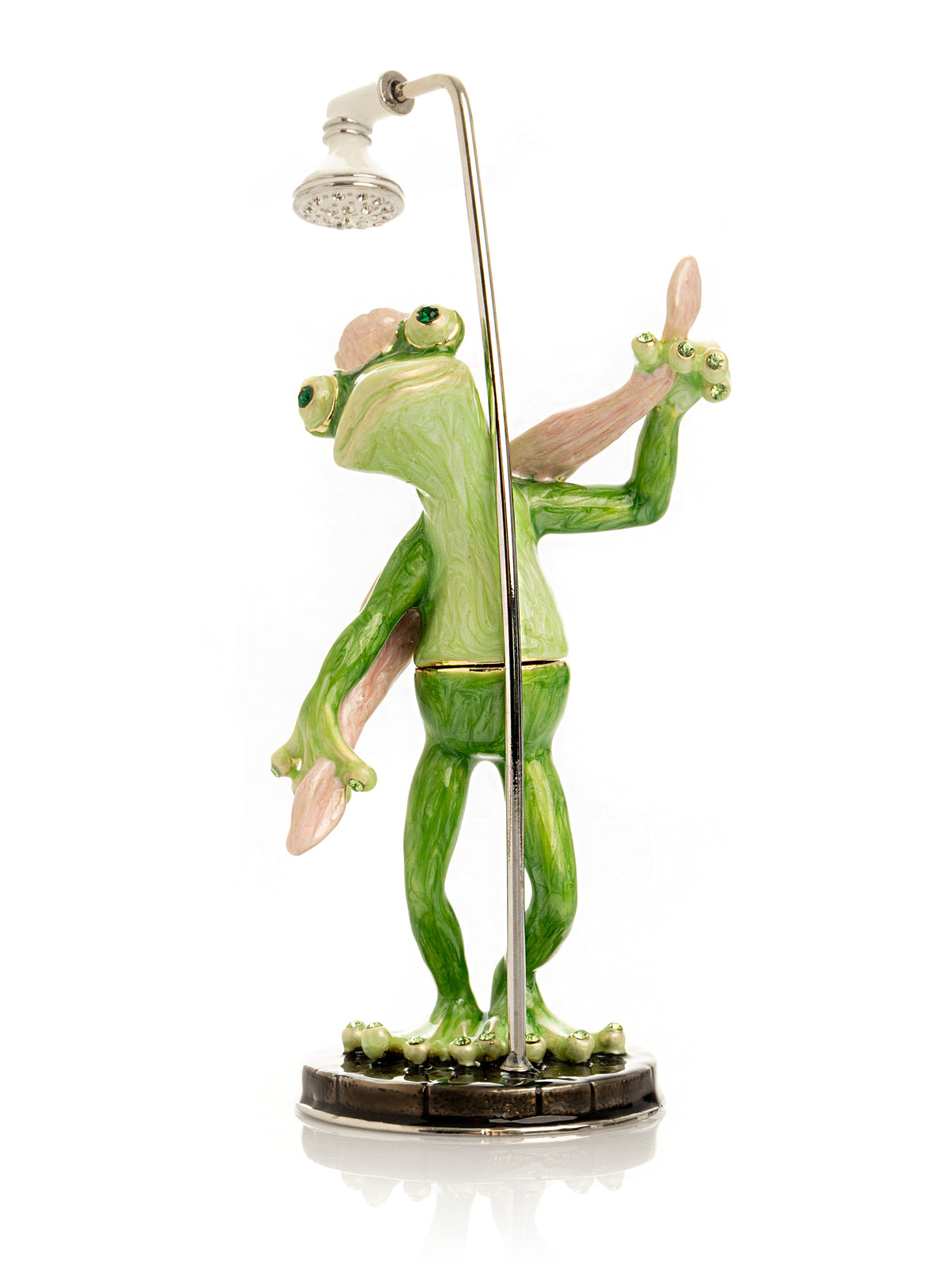 Keren Kopal Frog Taking a Shower Trinket Box with Pink Towel