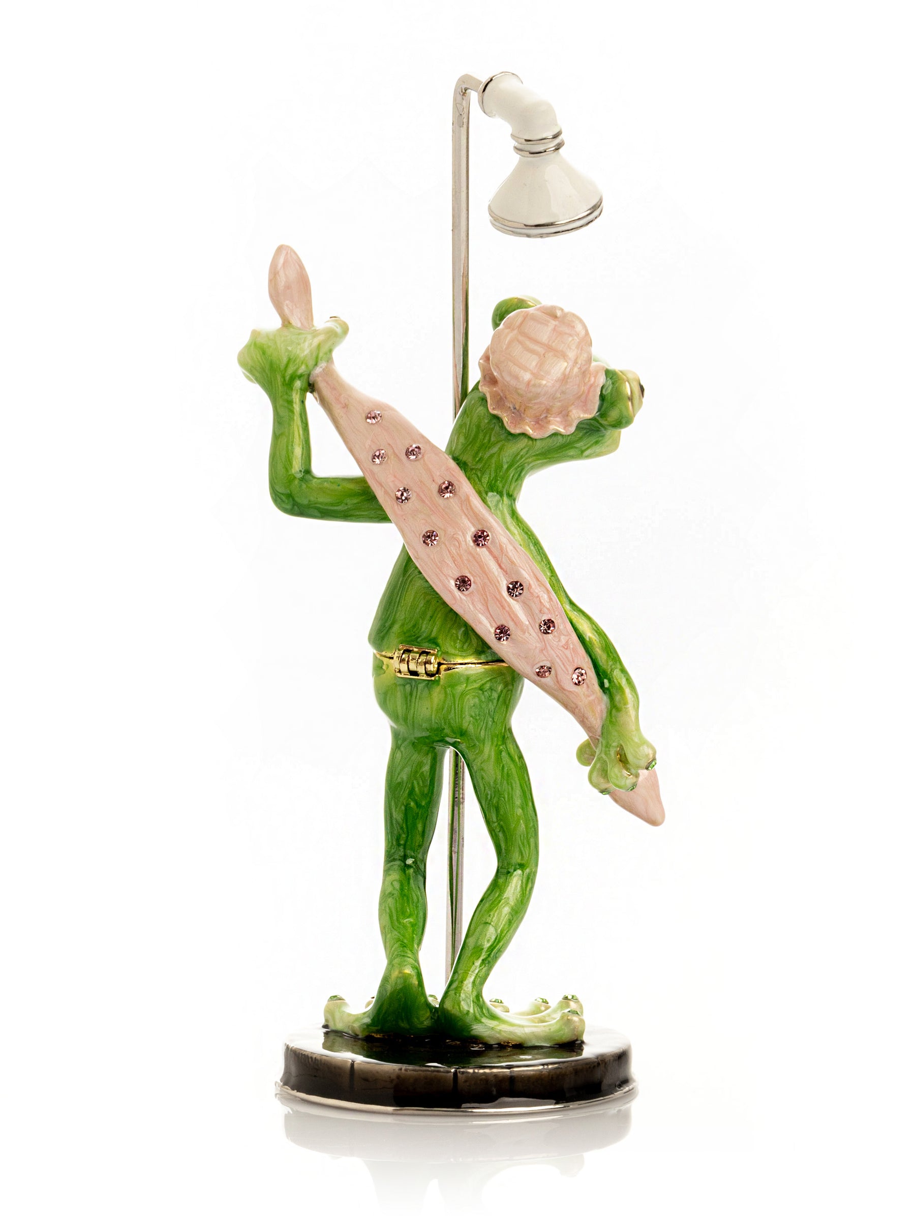 Keren Kopal Frog Taking a Shower Trinket Box with Pink Towel