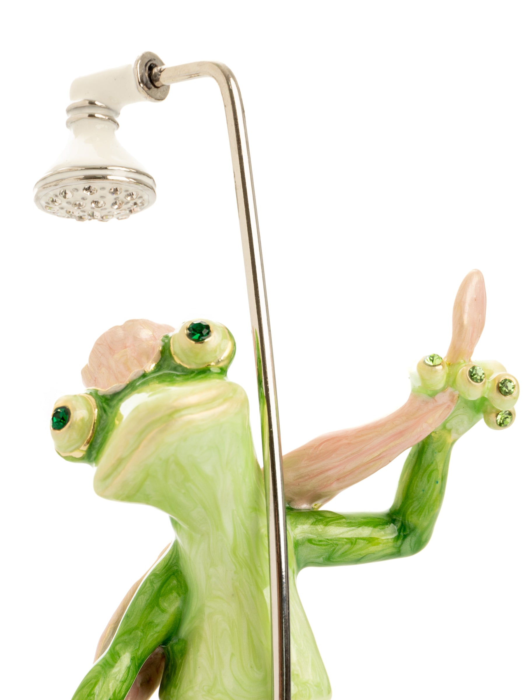 Keren Kopal Frog Taking a Shower Trinket Box with Pink Towel
