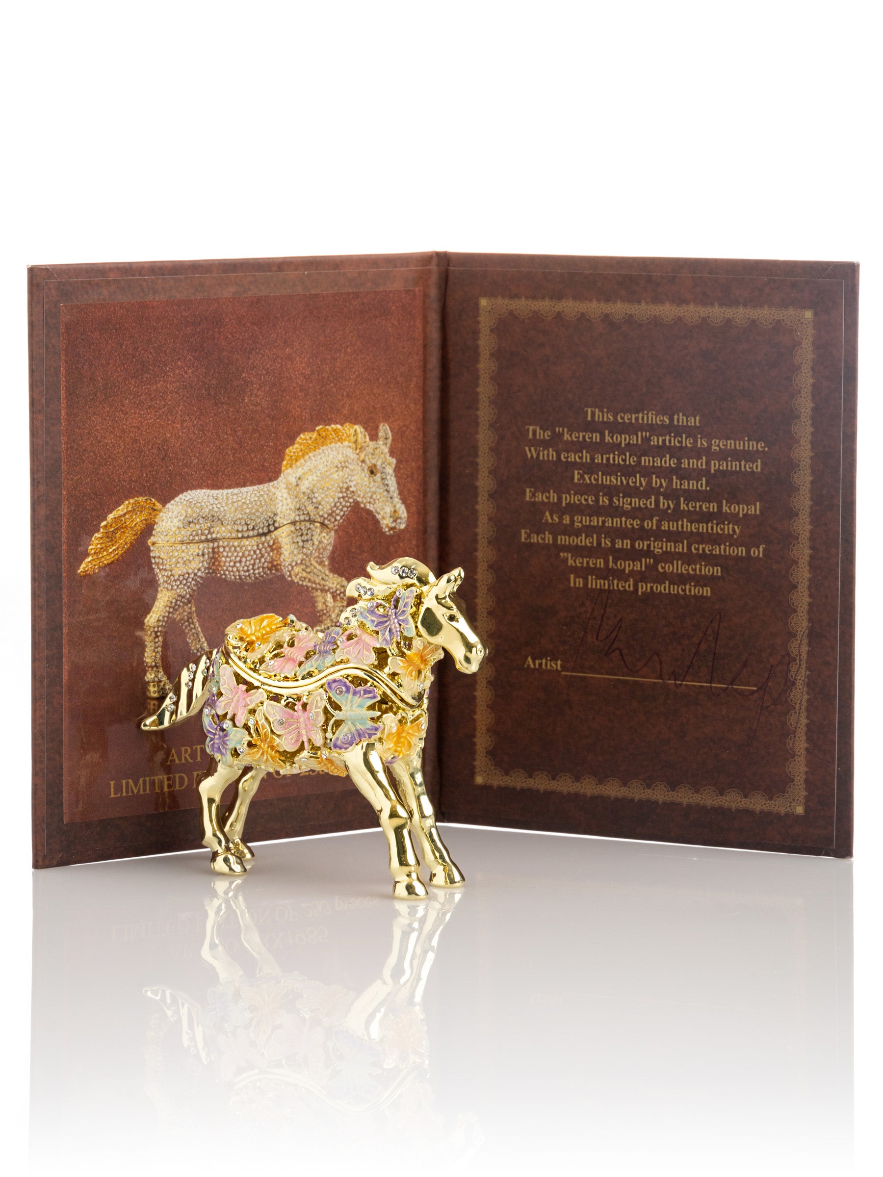 Keren Kopal Golden Horse Decorated with butterflies