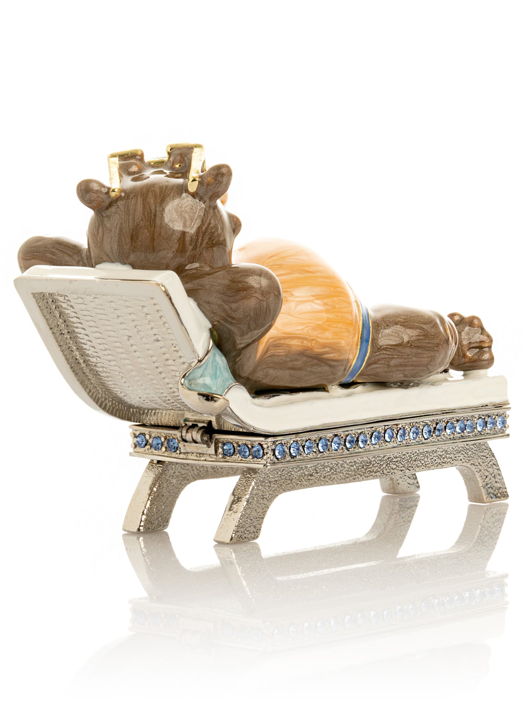 Keren Kopal Relaxing Hippo on Sun Lounger Trinket Box
