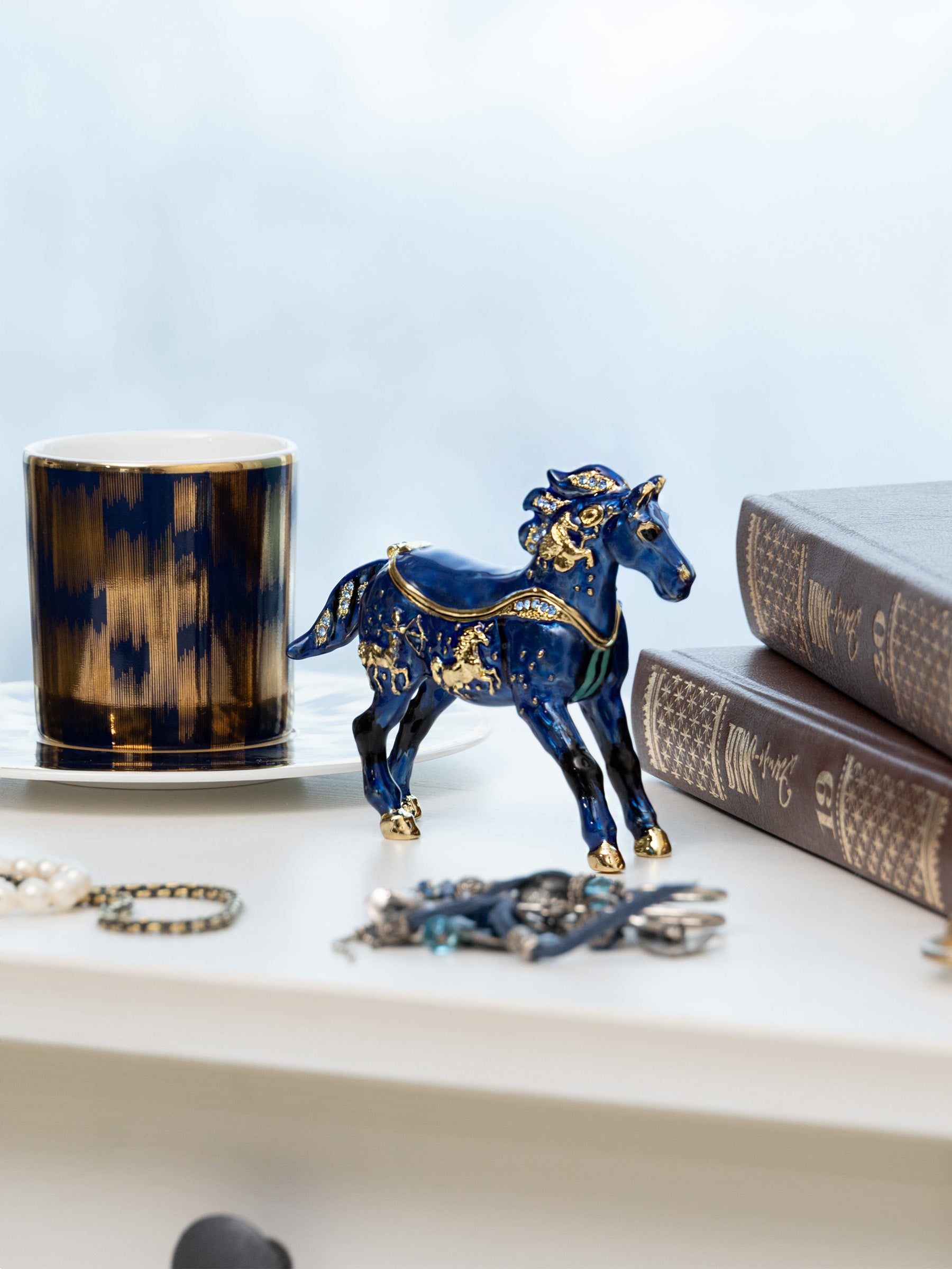 Keren Kopal Blue Horse trinket box