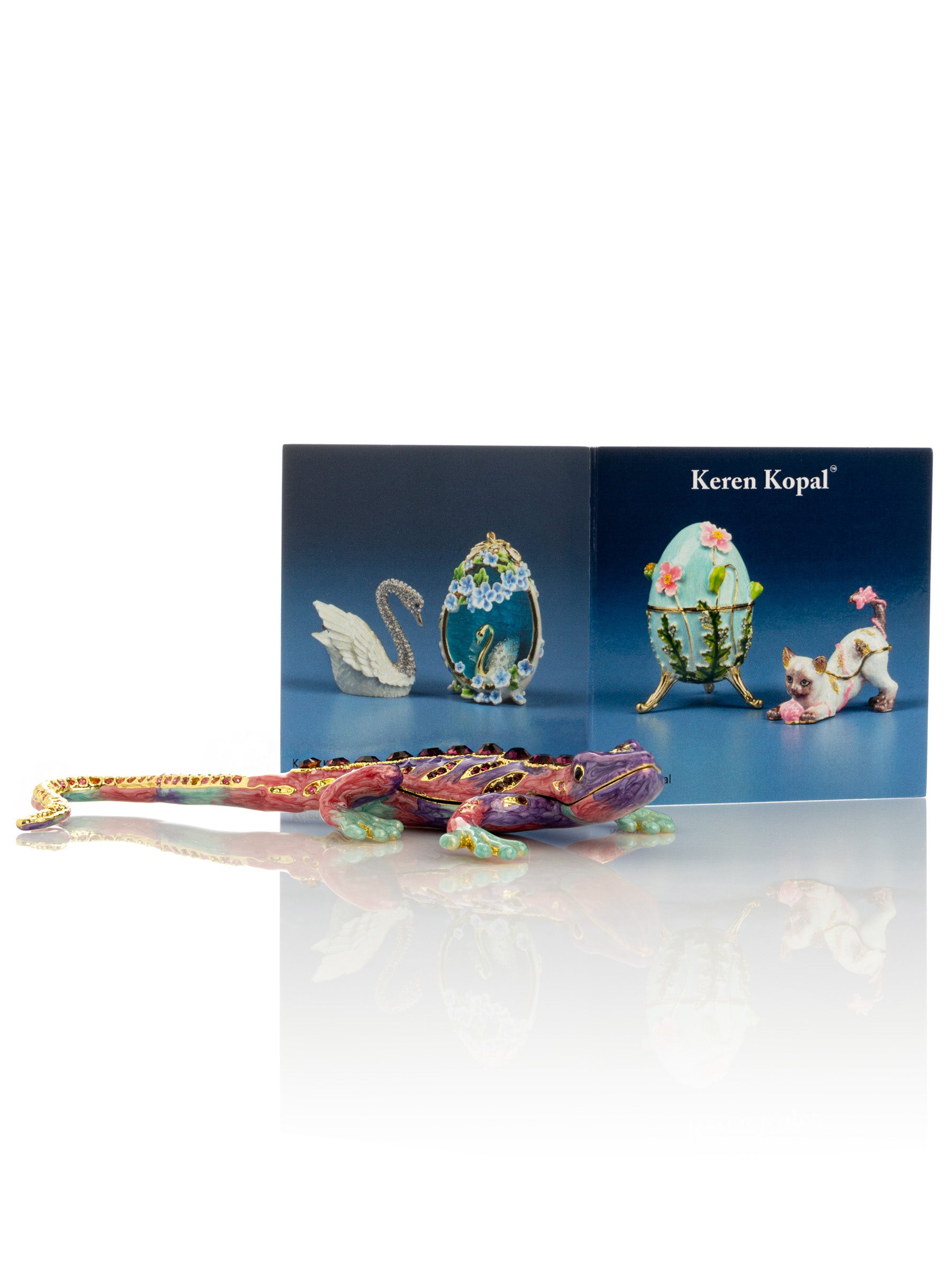 Keren Kopal Purple Lizard Jewelry Trinket Box