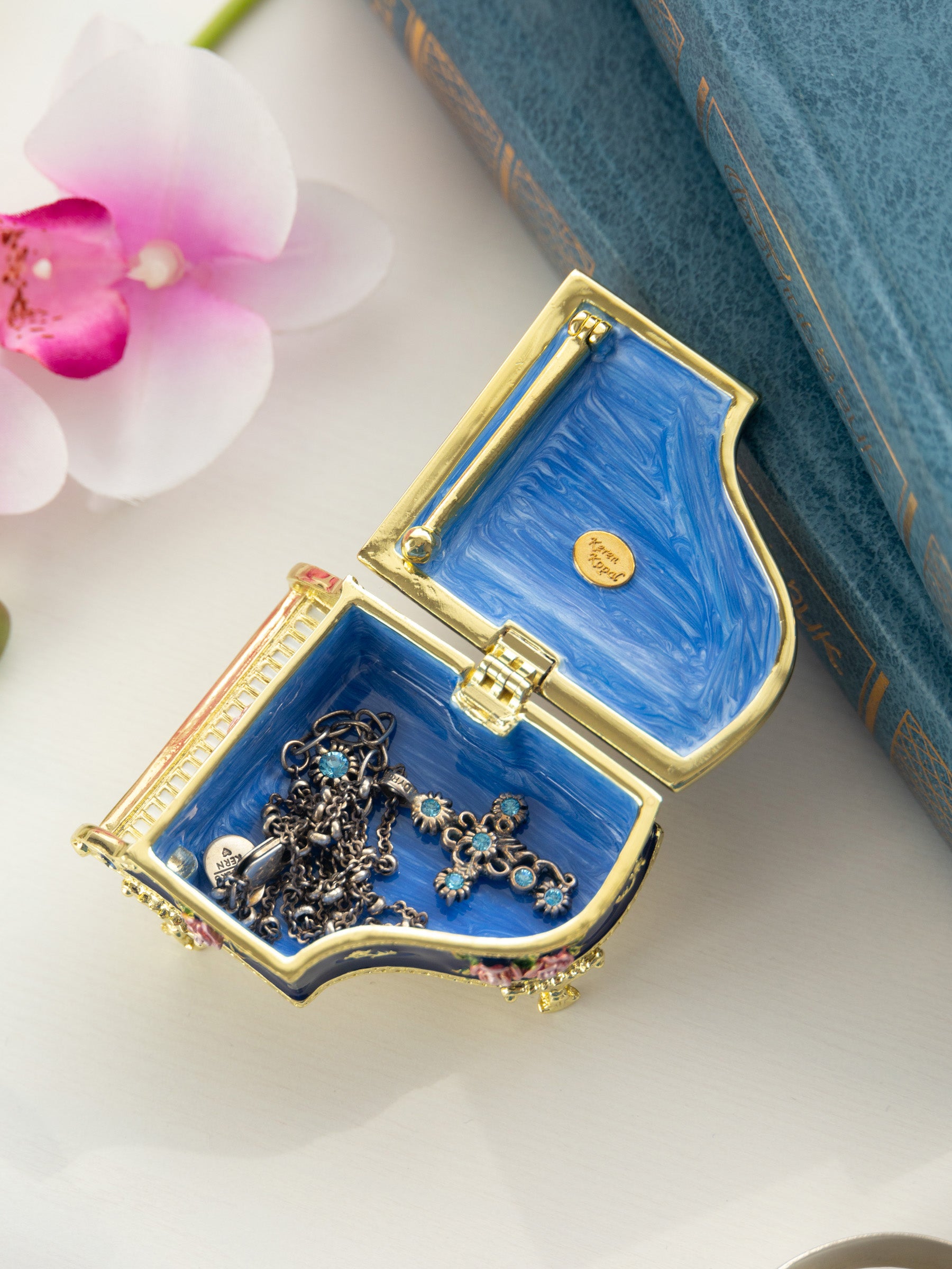 Keren Kopal Blue Piano with Flowers