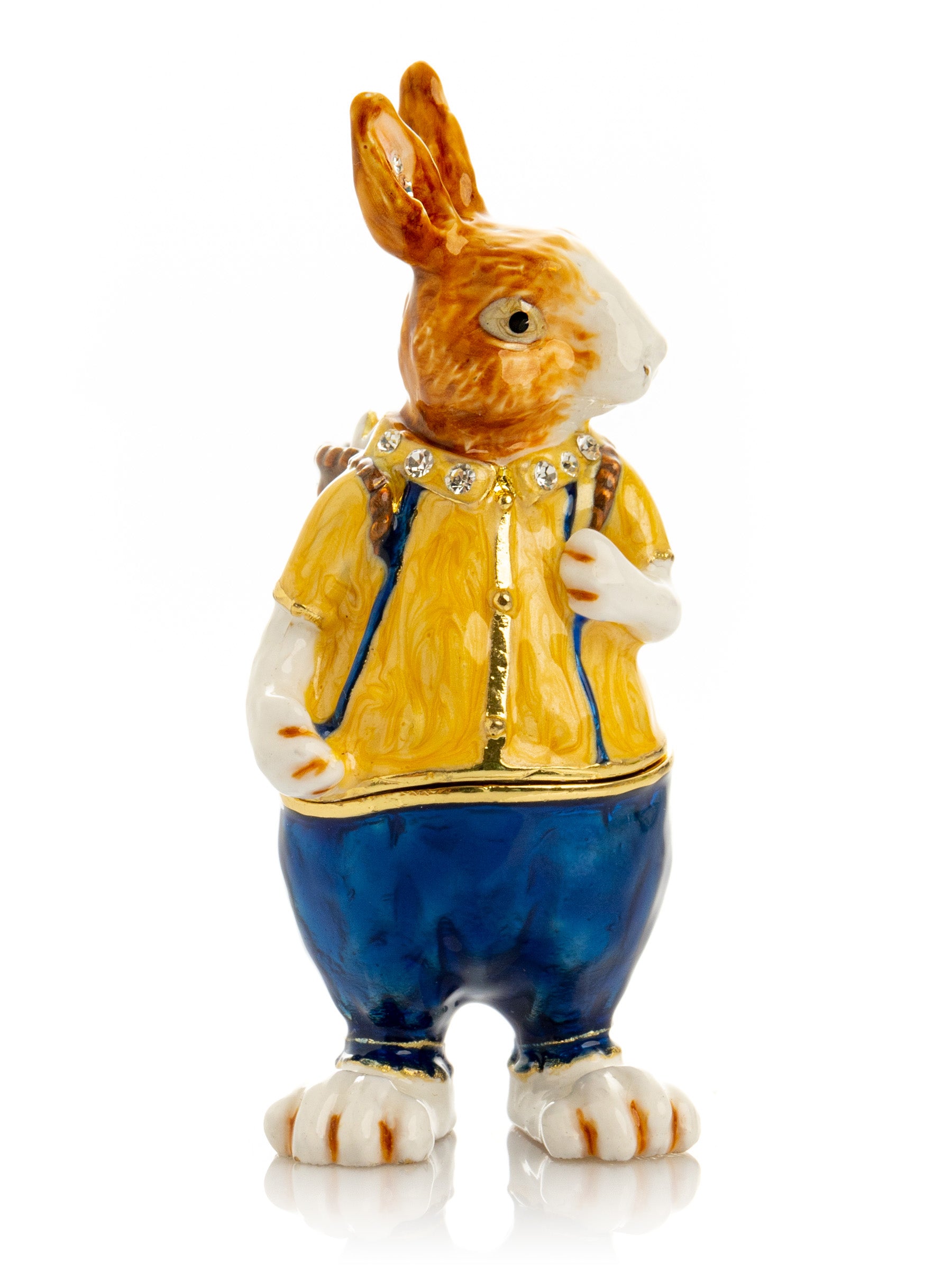 Keren Kopal Easter bunny carrying a baby chick on a basket