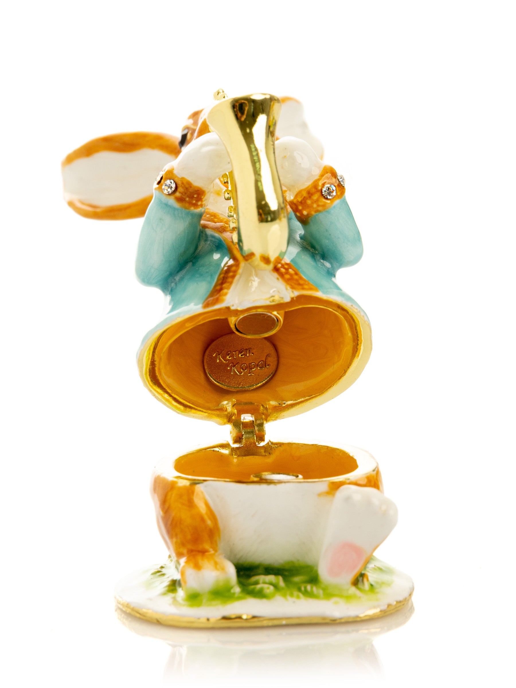 Keren Kopal Rabbit playing the saxophone trinket box