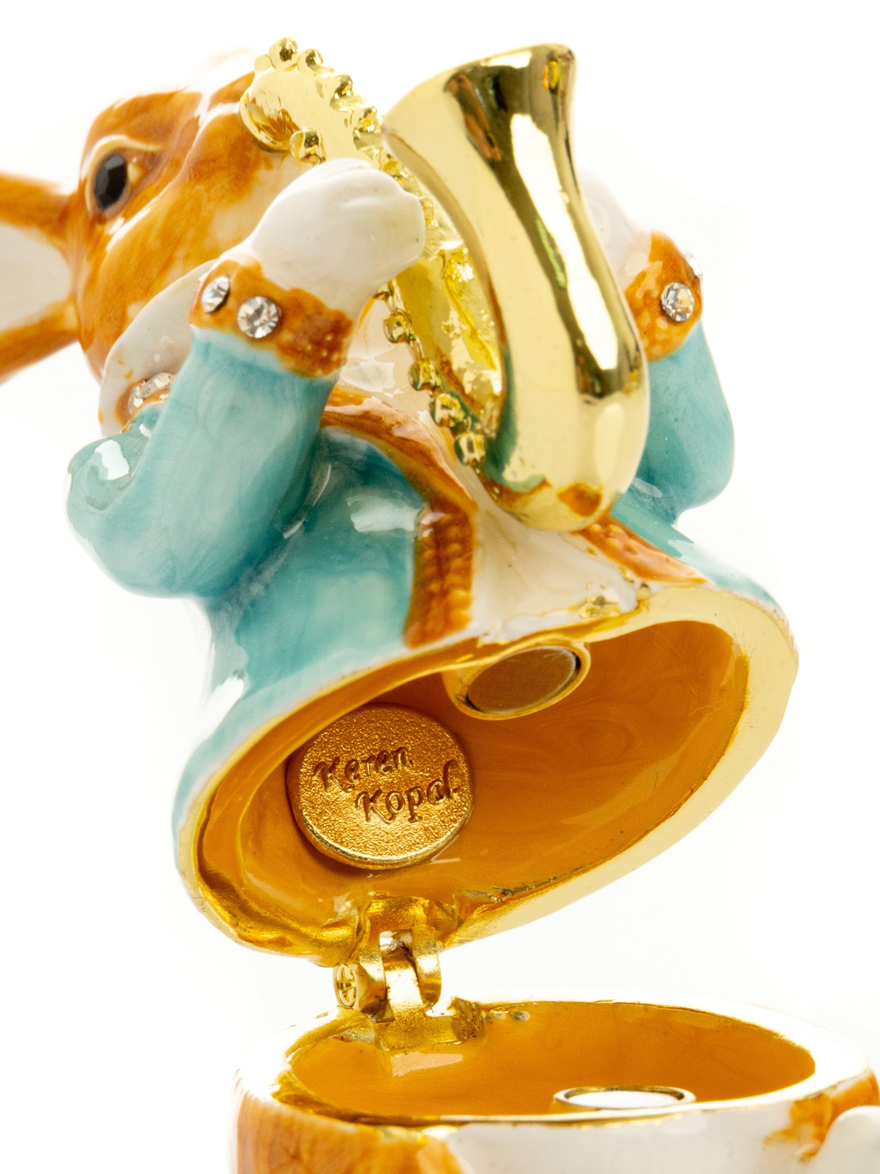 Keren Kopal Rabbit playing the saxophone trinket box