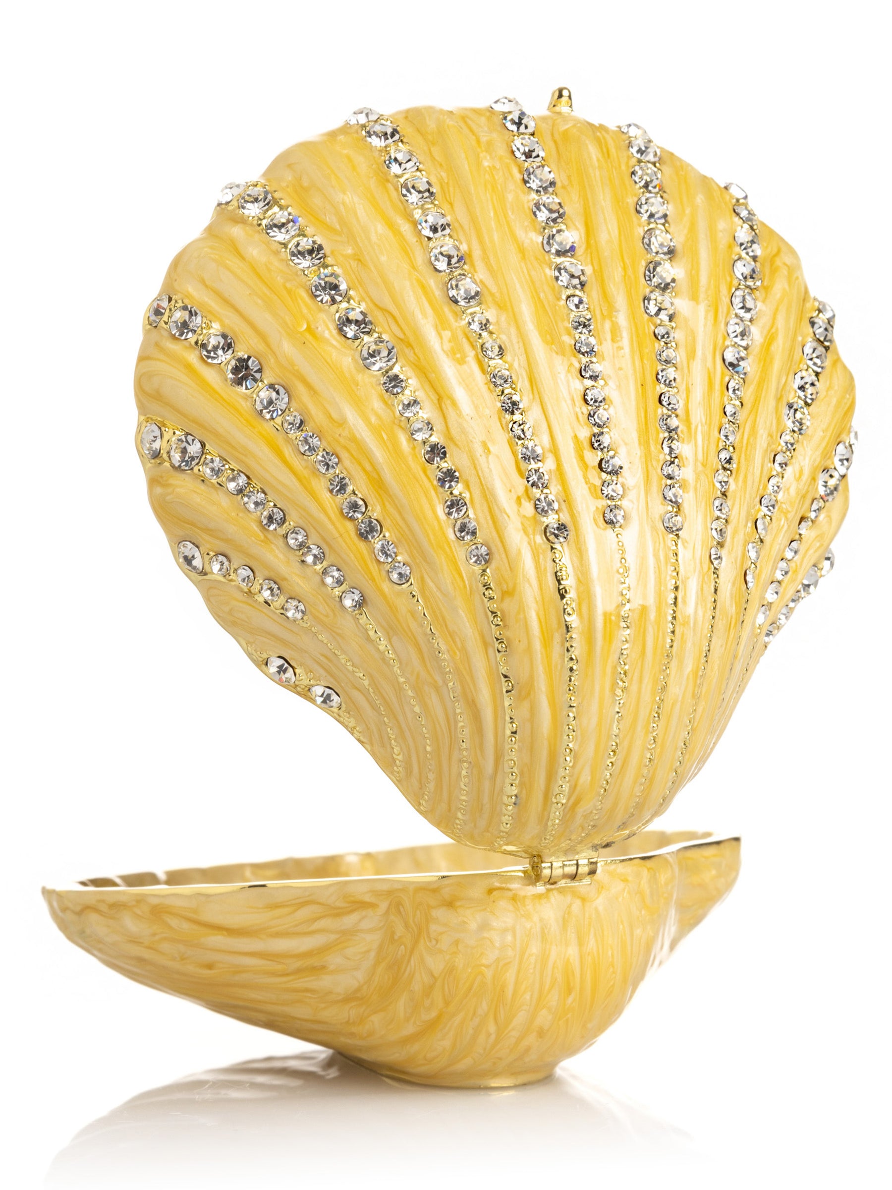 Keren Kopal Golden Sea Shell with Crystals Trinket Box