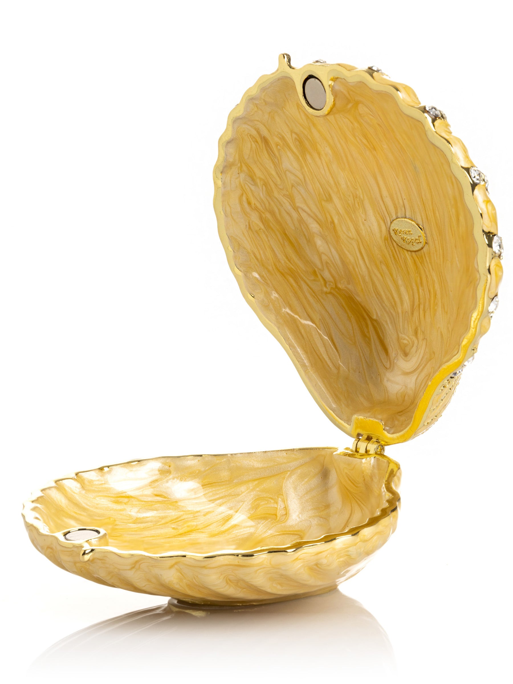 Keren Kopal Golden Sea Shell with Crystals Trinket Box