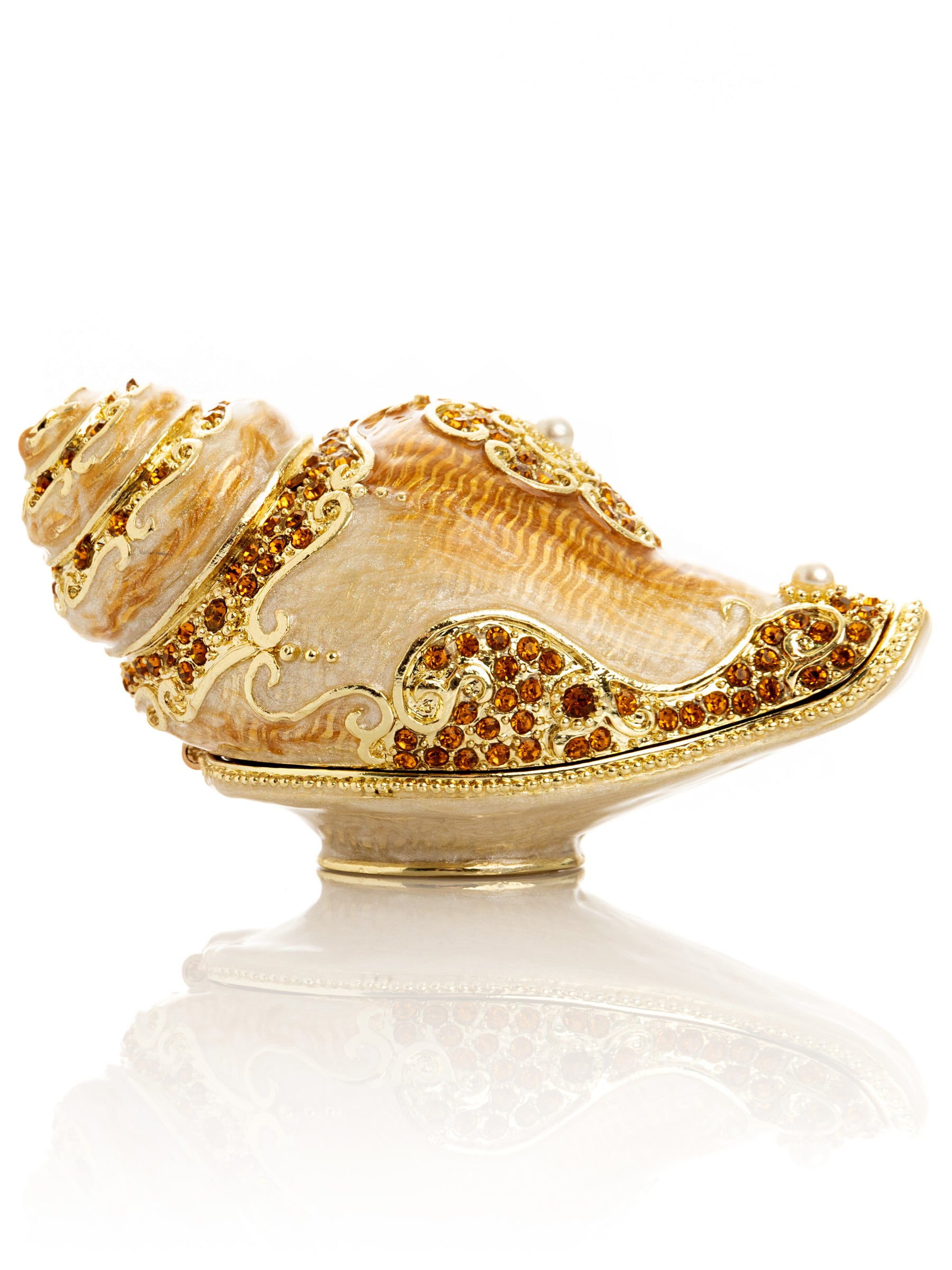 Keren Kopal Elegant Gold & Crystal Seashell Trinket Box
