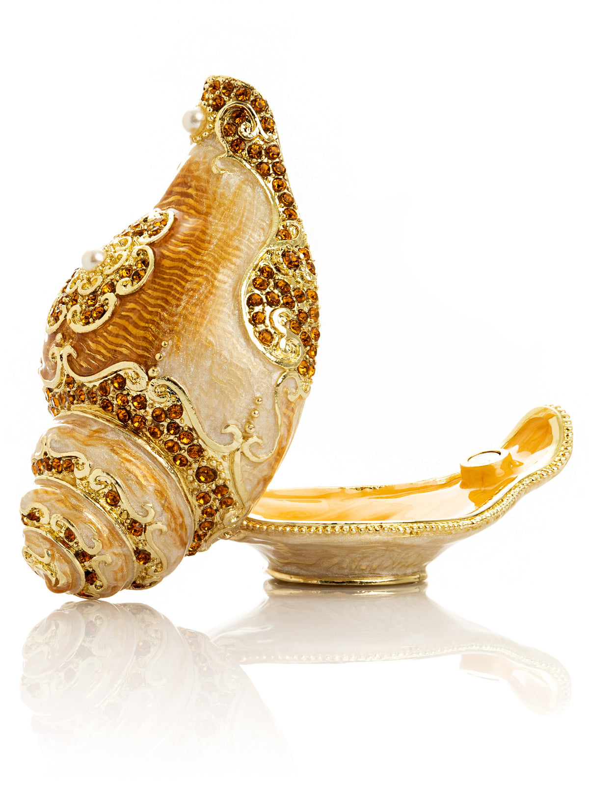 Keren Kopal Elegant Gold & Crystal Seashell Trinket Box