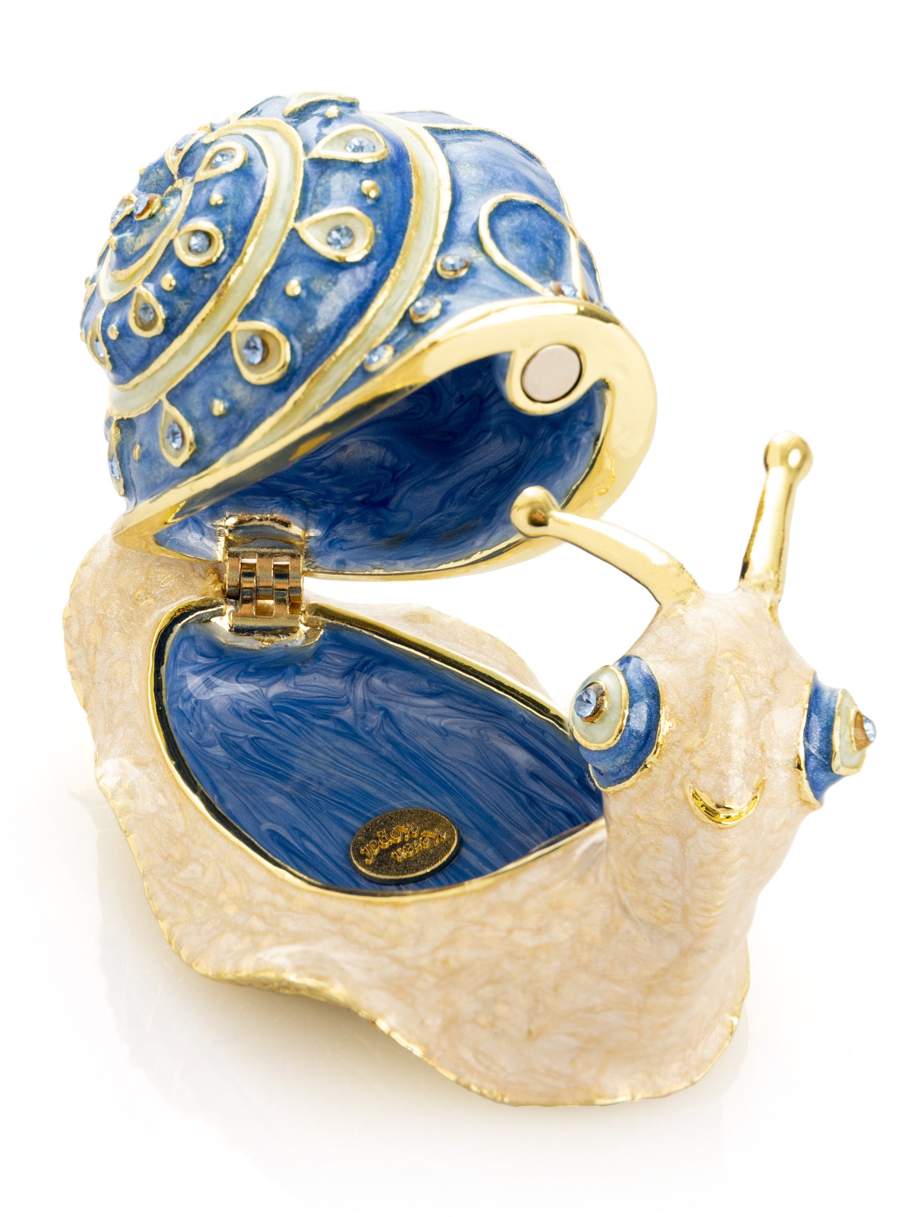 Keren Kopal Gold & Blue Jeweled Snail Trinket Box