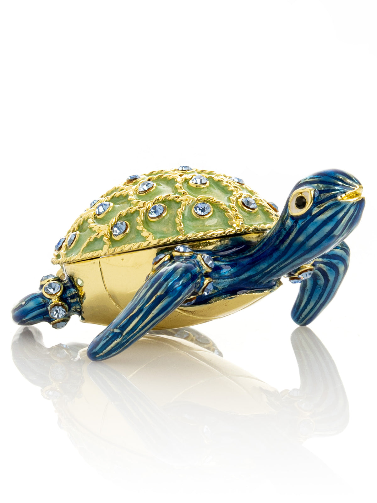 Keren Kopal Golden Shell Blue Turtle Trinket Box