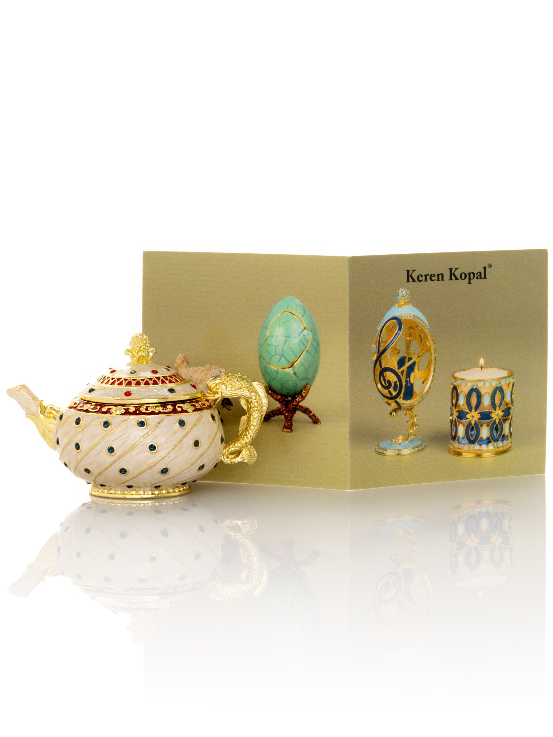 Keren Kopal White with Colorful Dots Teapot