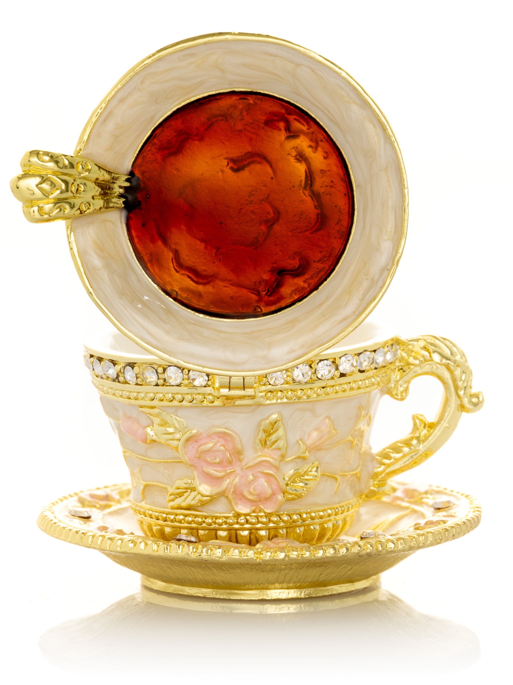 Keren Kopal Golden Tea Cup with Pink Roses