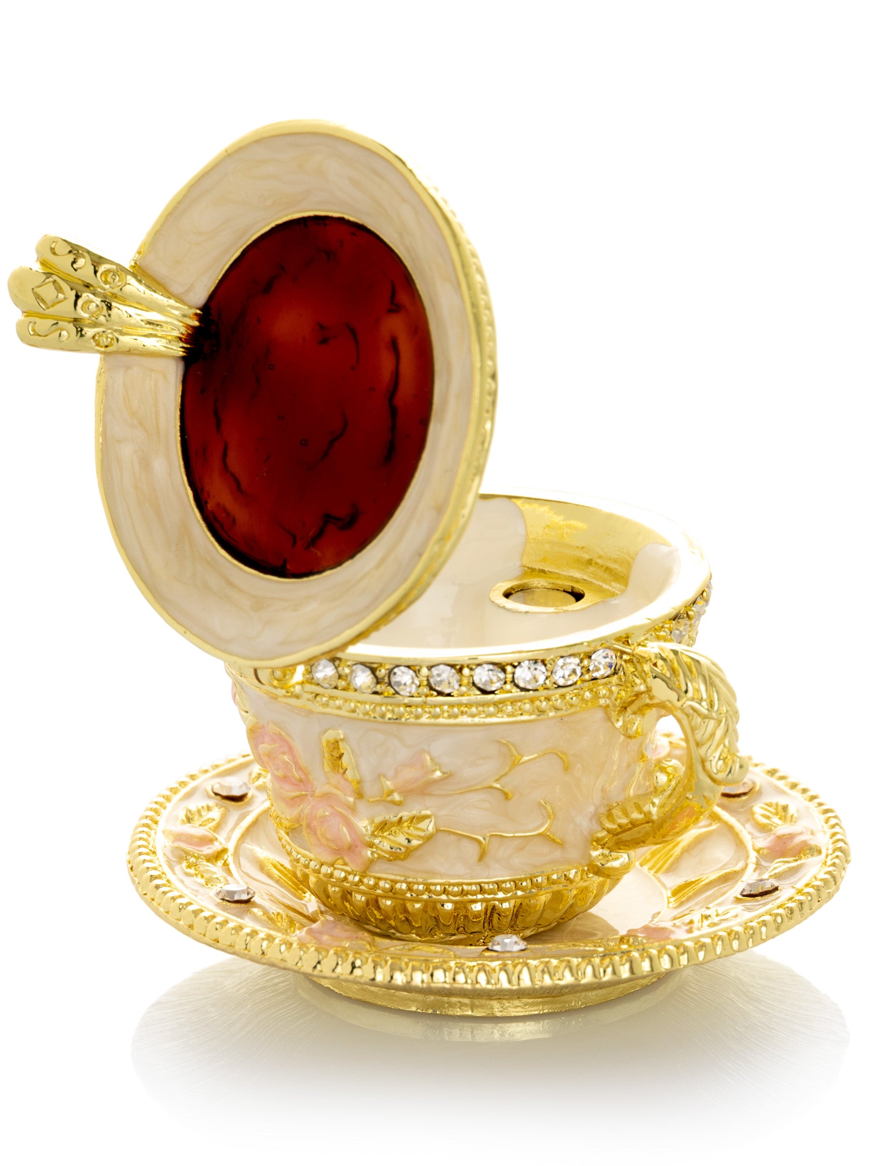 Keren Kopal Golden Tea Cup with Pink Roses
