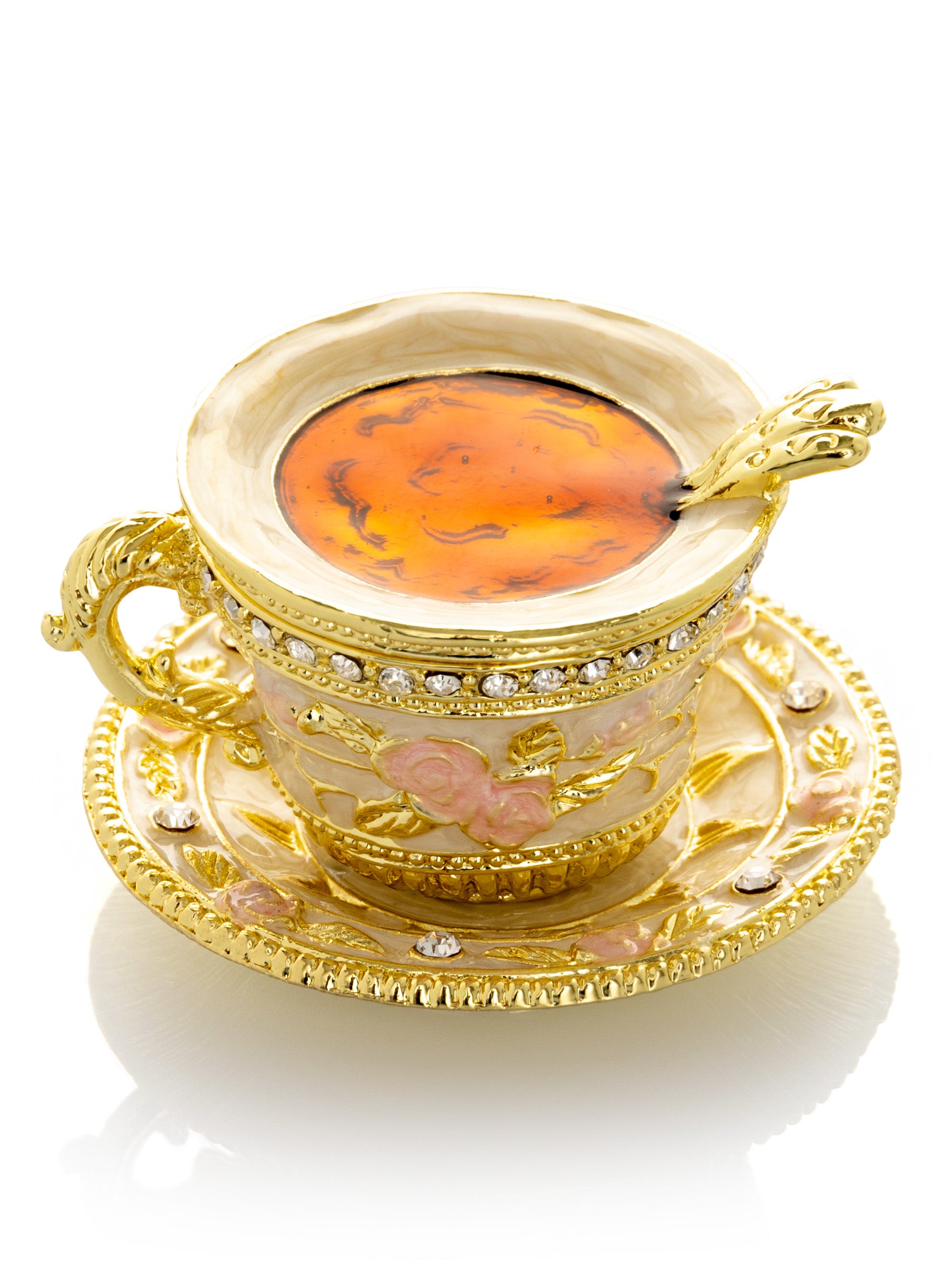 Keren Kopal Golden Tea Cup with Pink Roses