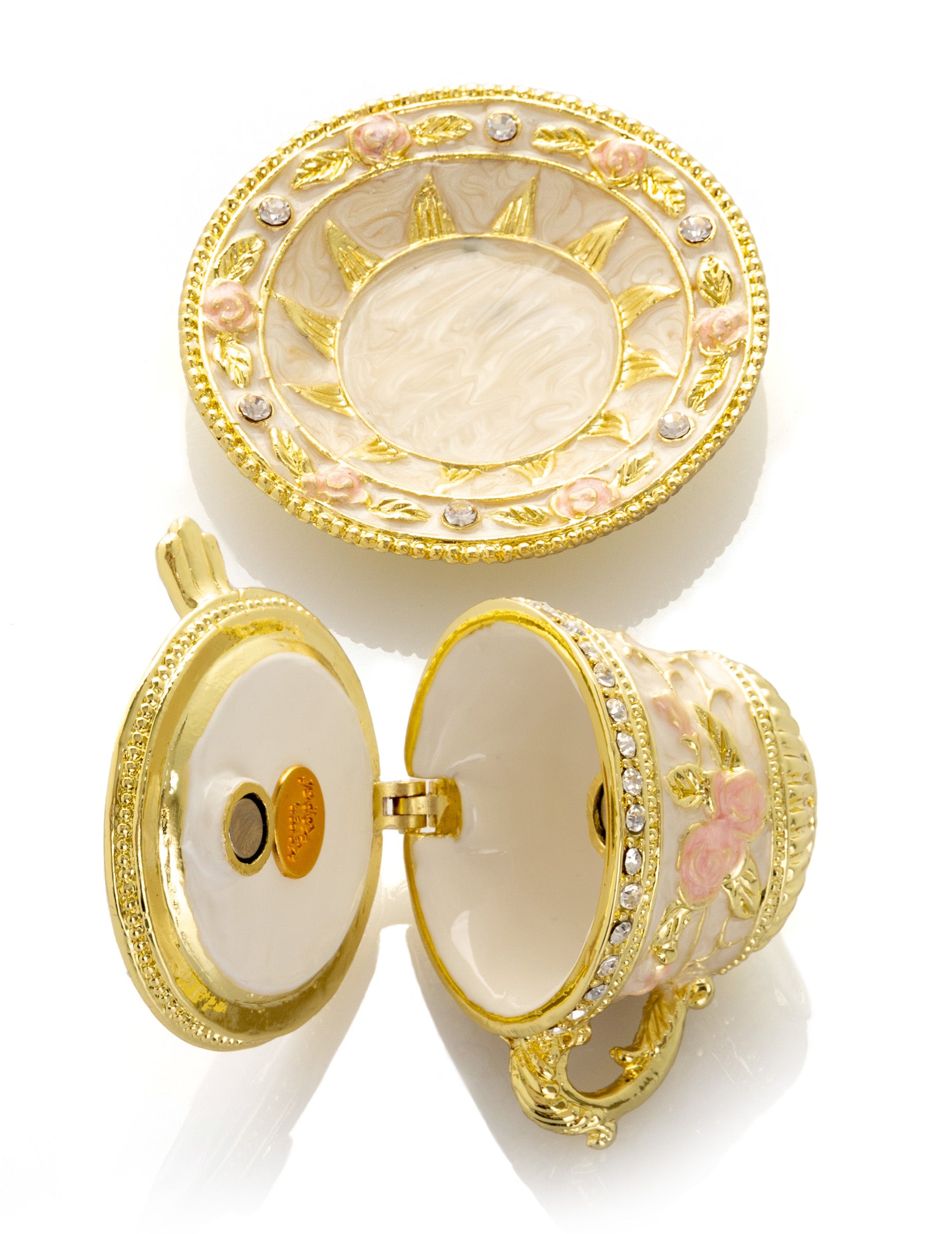 Keren Kopal Golden Tea Cup with Pink Roses