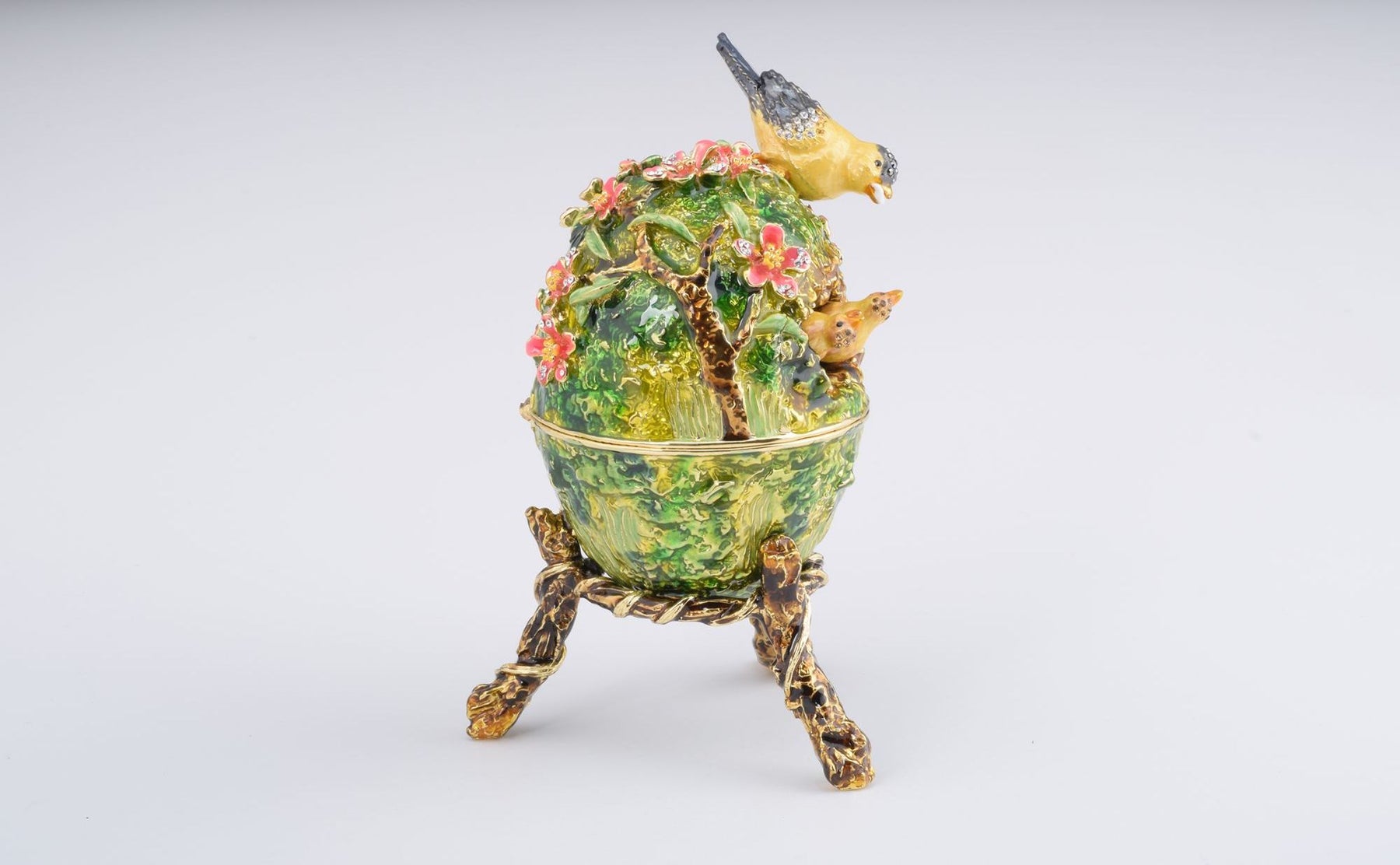 Keren Kopal Bird Nest Faberge Style Egg with a Perl on Top