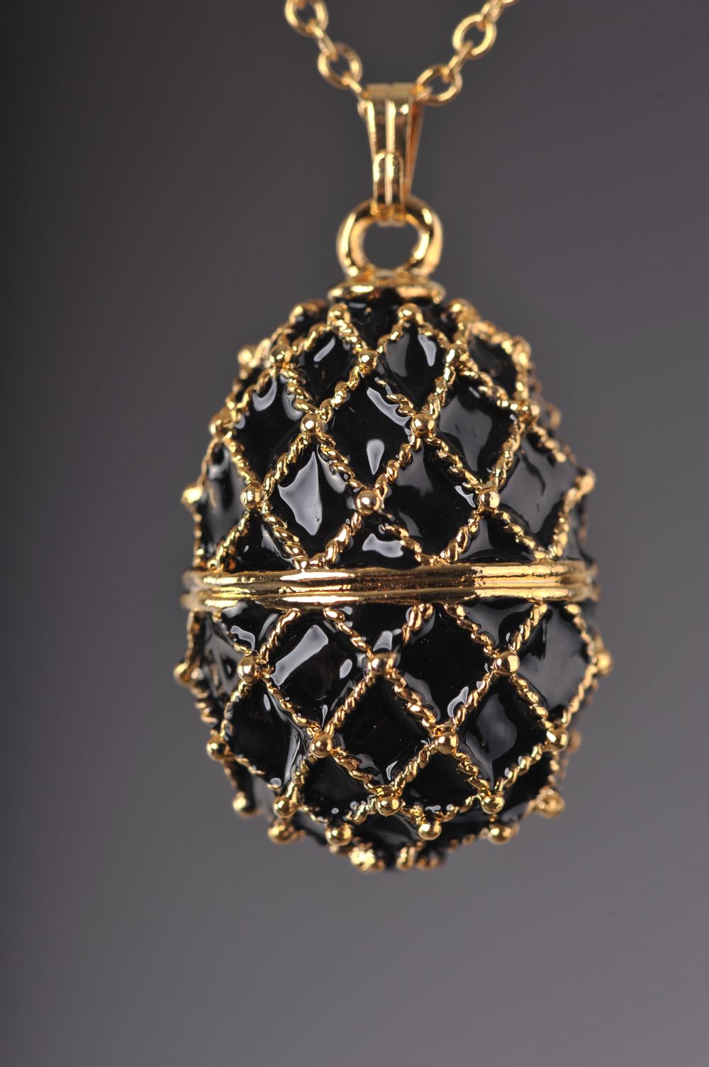 Keren Kopal Black Egg Pendant Locket Necklace