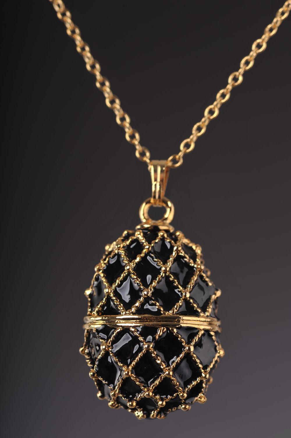 Keren Kopal Black Egg Pendant Locket Necklace