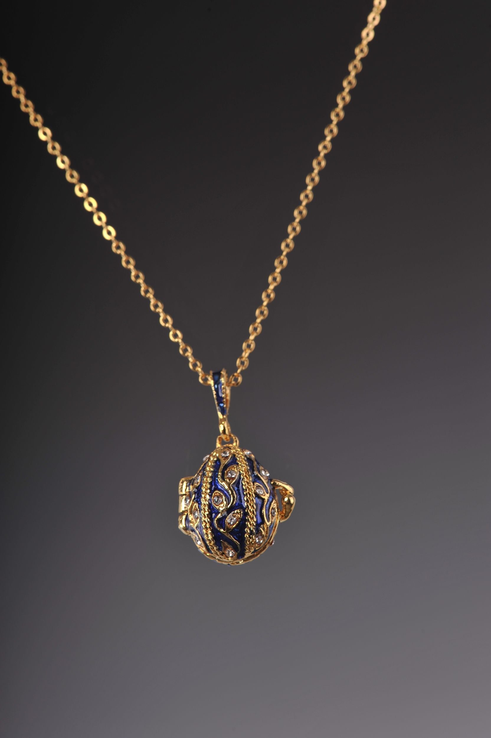 Keren Kopal Blue Faberge Easter Egg Necklace