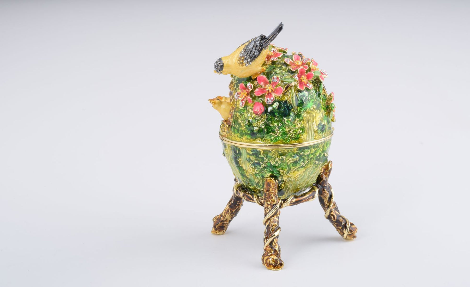 Keren Kopal Bird Nest Faberge Style Egg with a Perl on Top