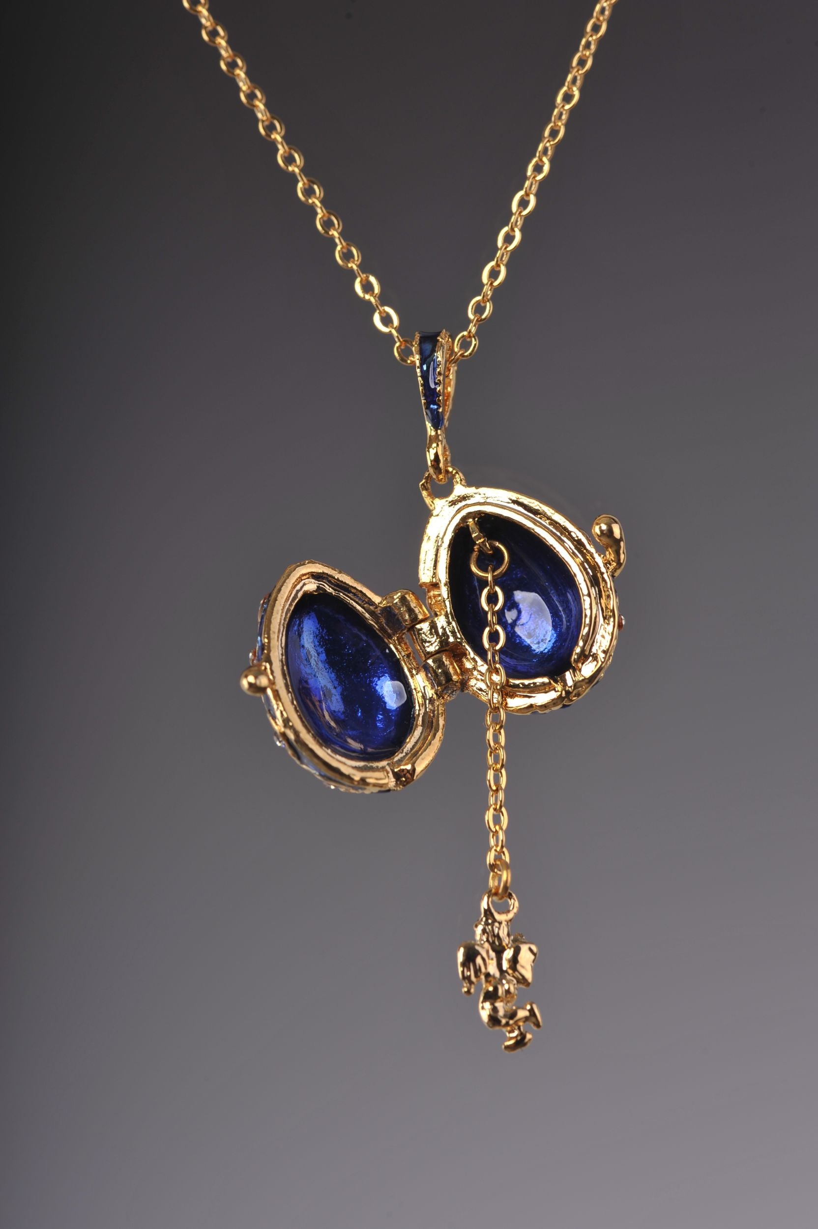 Keren Kopal Blue Faberge Easter Egg Necklace