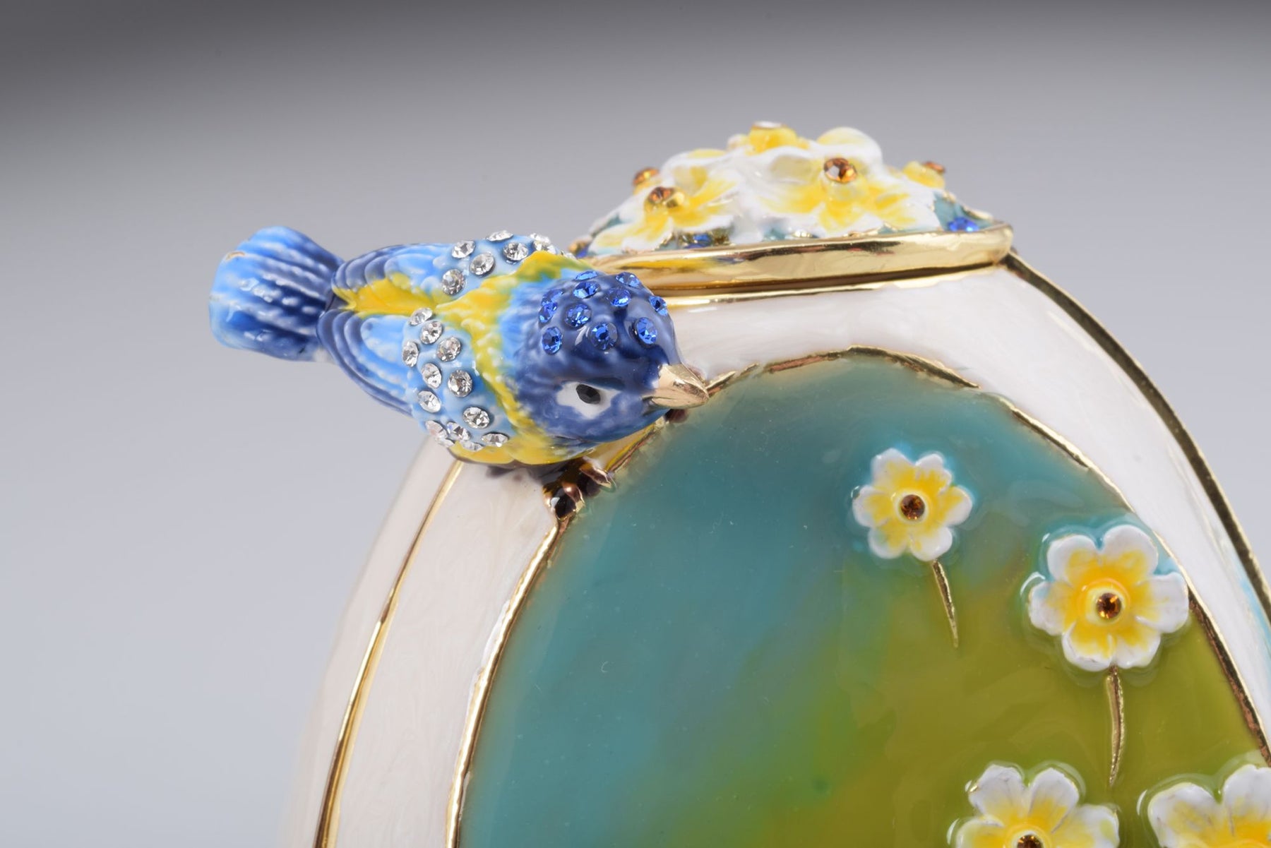 Keren Kopal Birds and Flowers White Faberge Egg