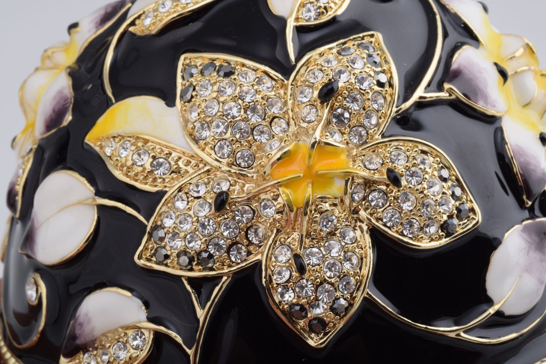 Keren Kopal Black Faberge Egg Decorated with Bees and Flowers