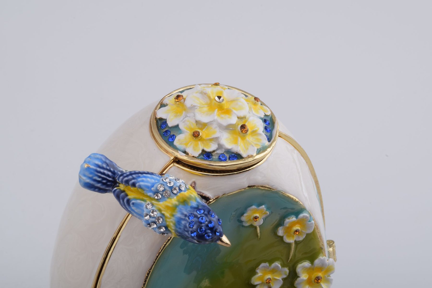 Keren Kopal Birds and Flowers White Faberge Egg