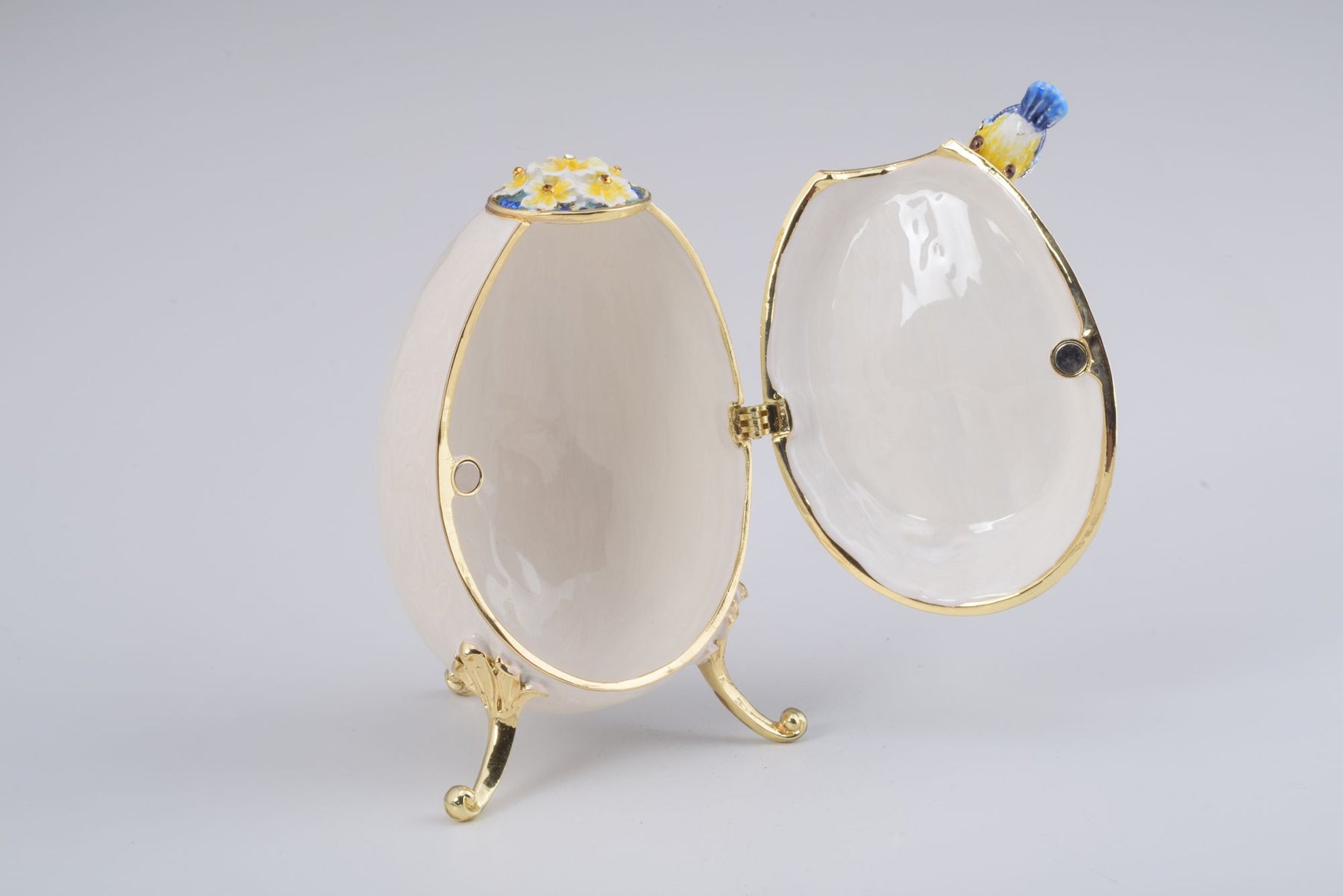 Keren Kopal Birds and Flowers White Faberge Egg