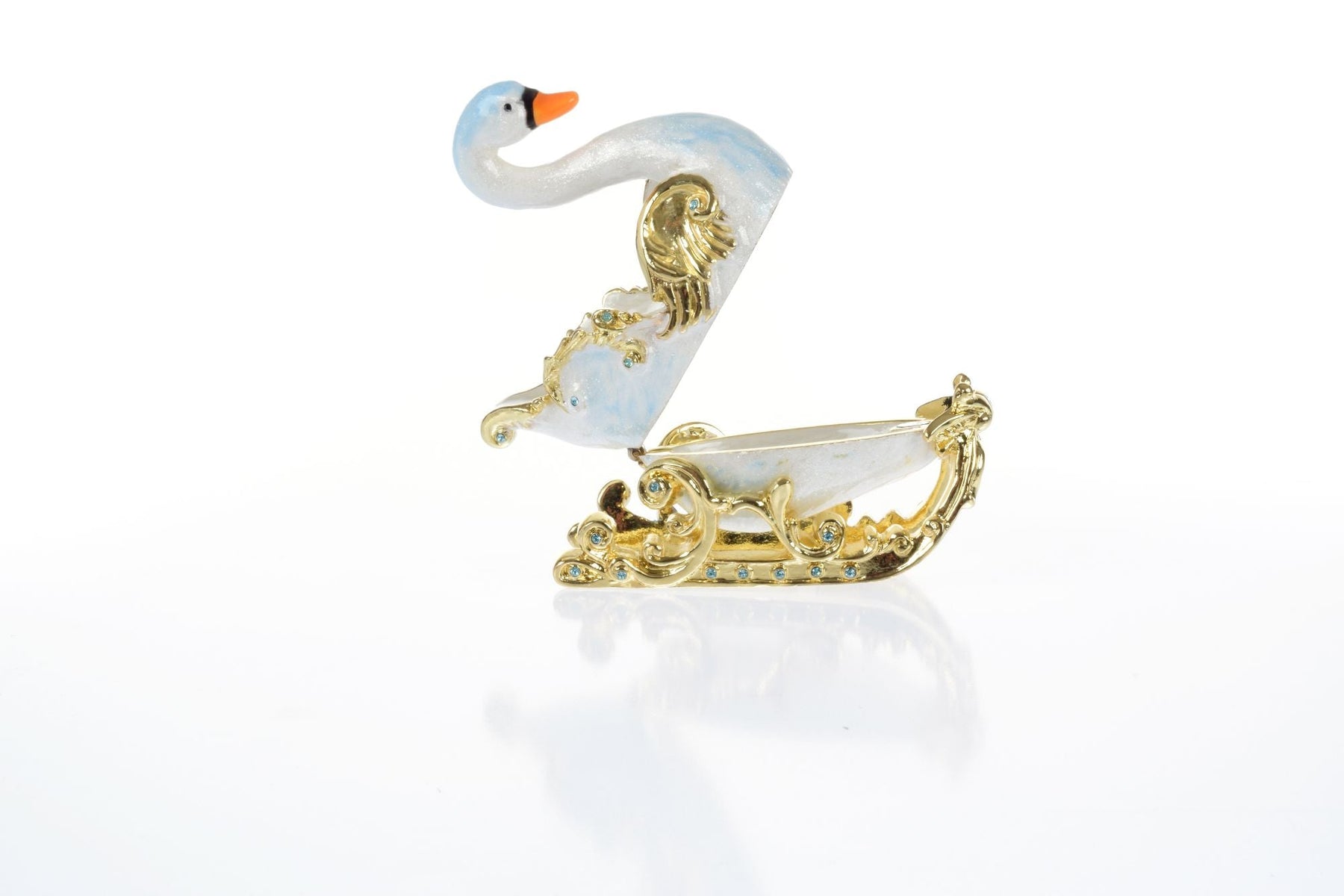 Keren Kopal Swan on golden sled Trinket Box