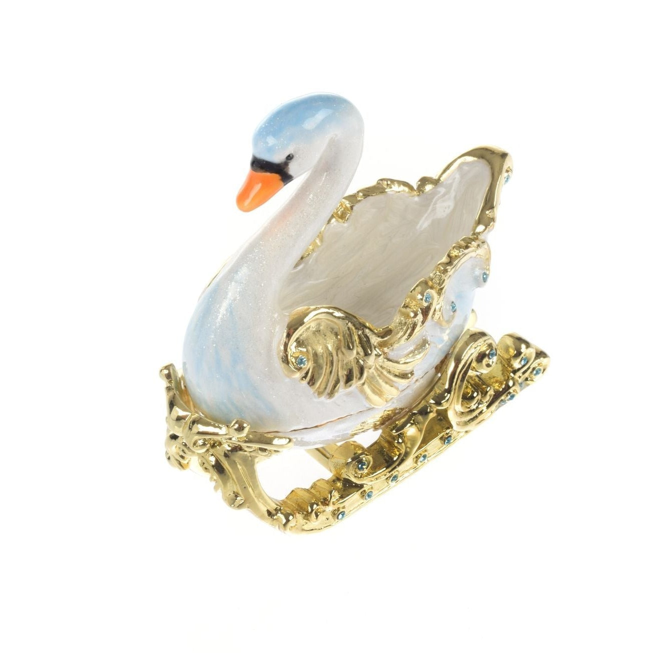 Keren Kopal Swan on golden sled Trinket Box