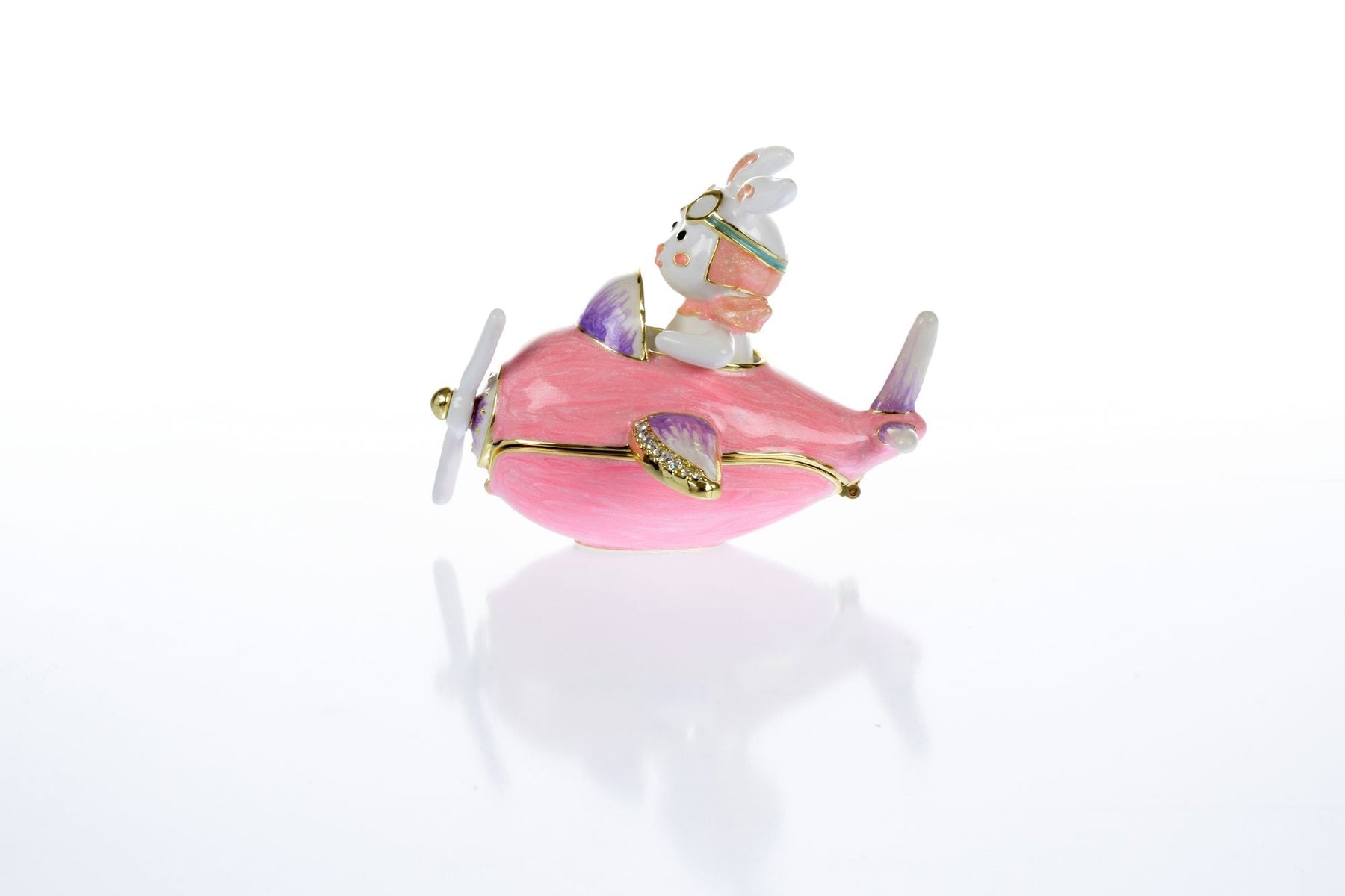 Keren Kopal Bunny flying a pink plane trinket box