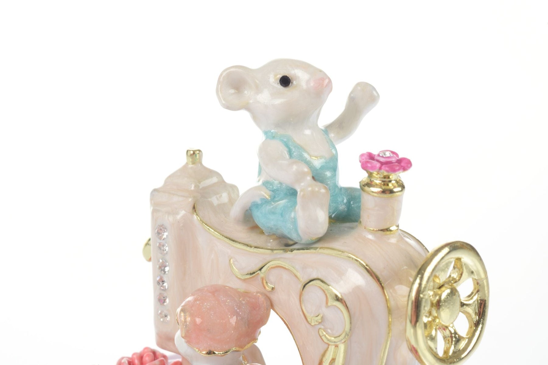 Keren Kopal Mice helping on a vintage sewing machine Trinket Box