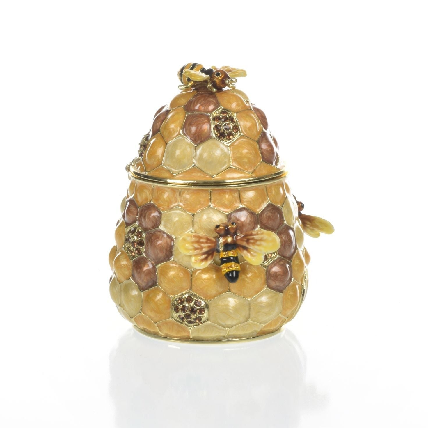 Keren Kopal Honey Beehive with bees Trinket Box golden